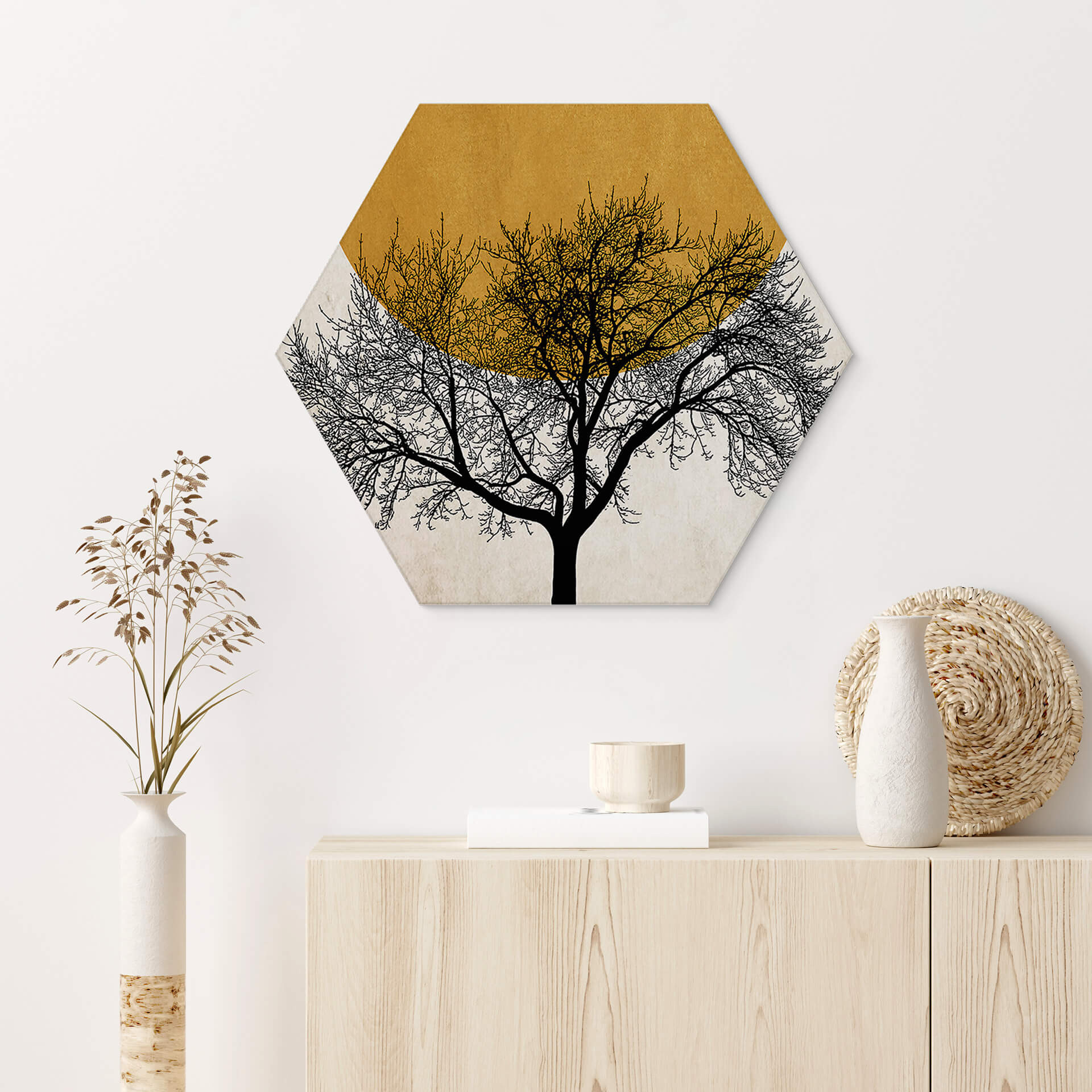 Hexagon Alu-Dibond Kubistika - Wintermorgen