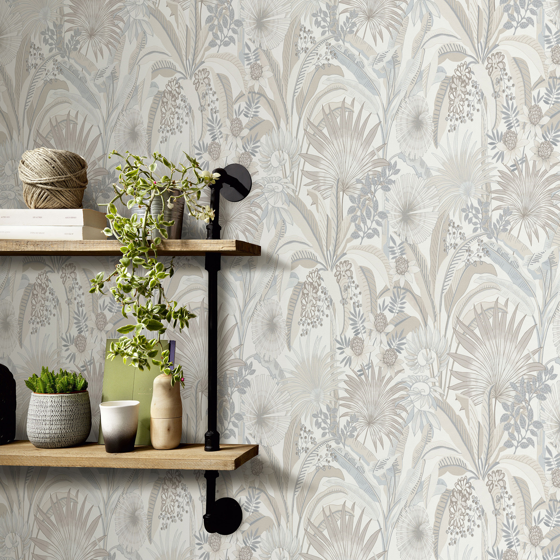 Bloemen behang, bloemen behang, Vliesbehang Erismann Martinique beige