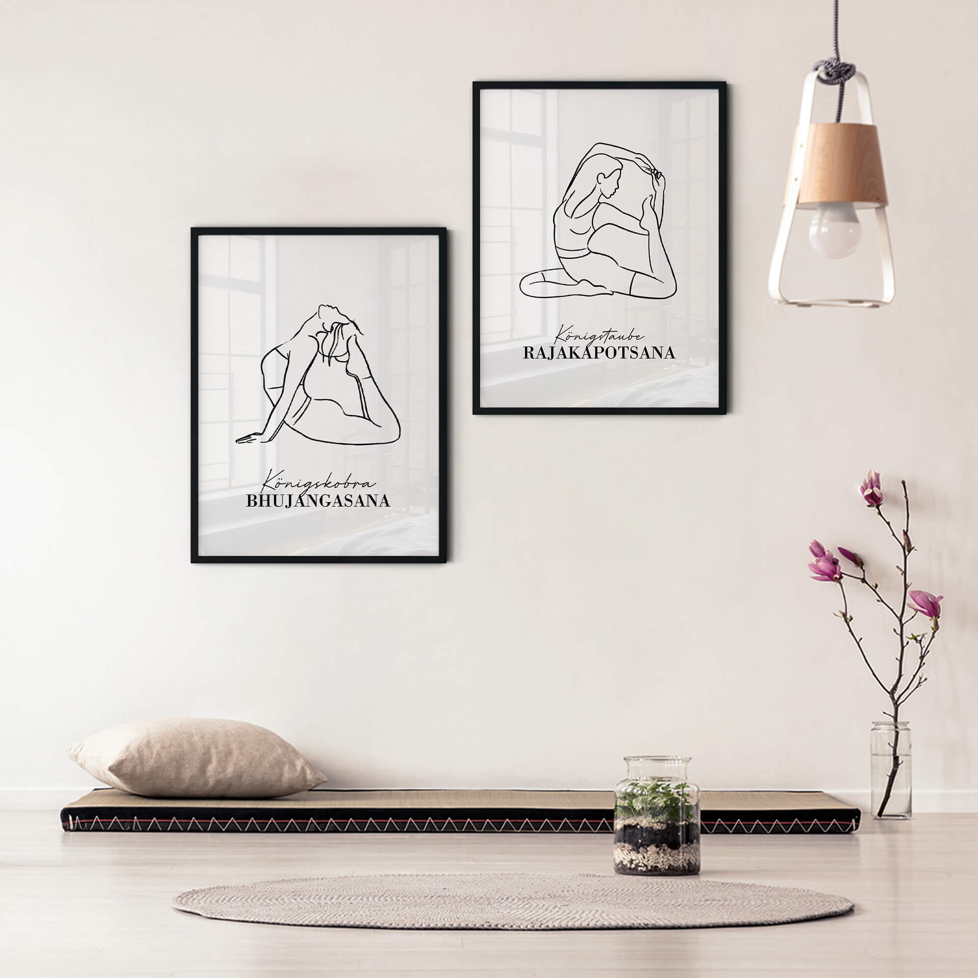 Poster Yoga - Königstaube - Line Art