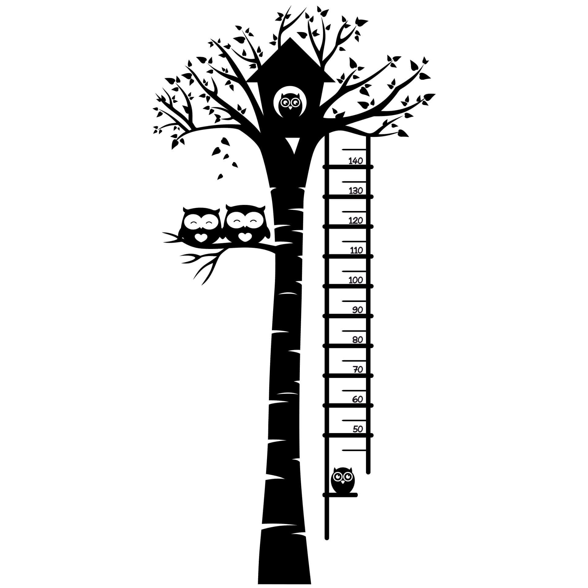 Wandtattoo Messlatte Eulen im Baum