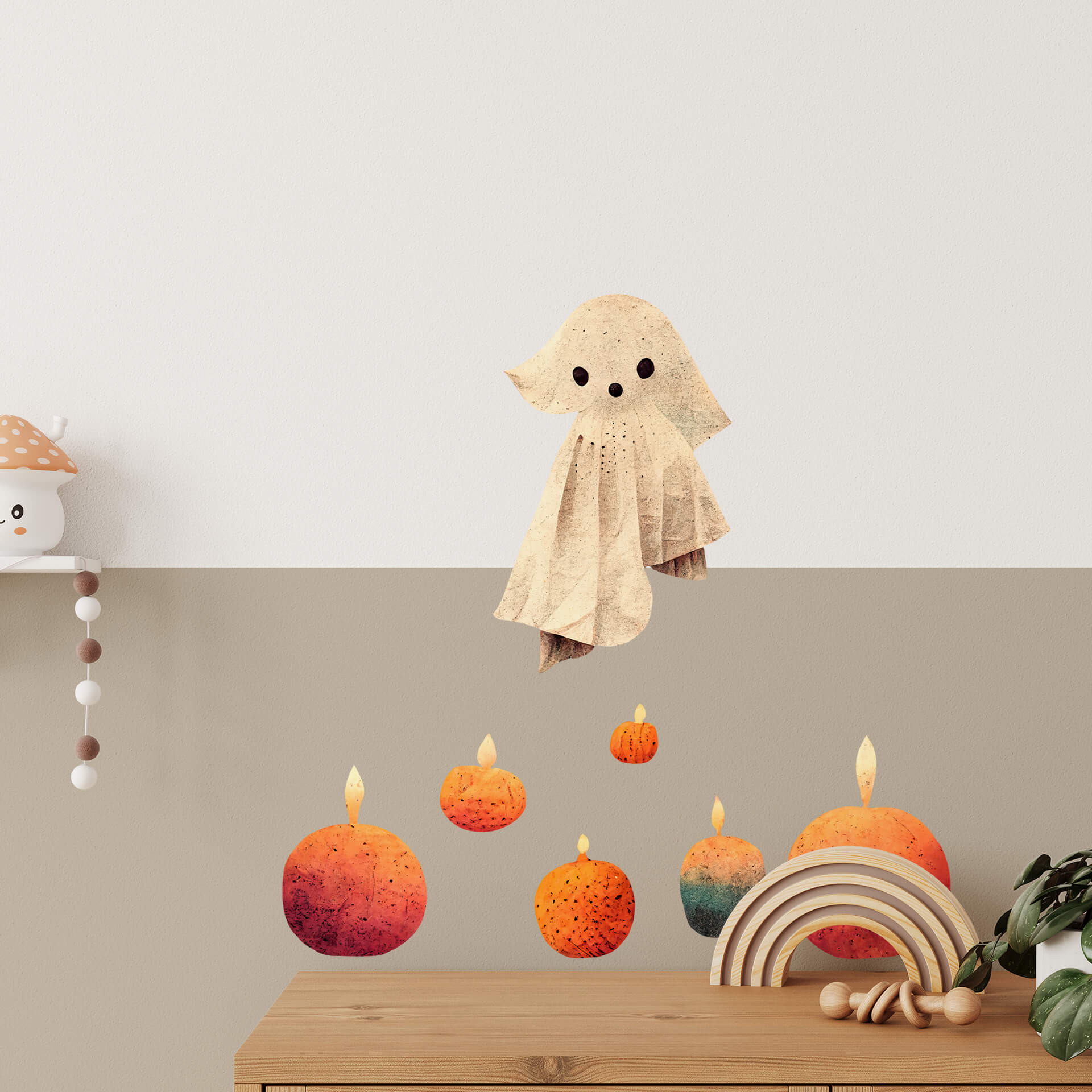 Halloween Wandtattoo - Kleiner Geist im Kerzenschein - Treechild
