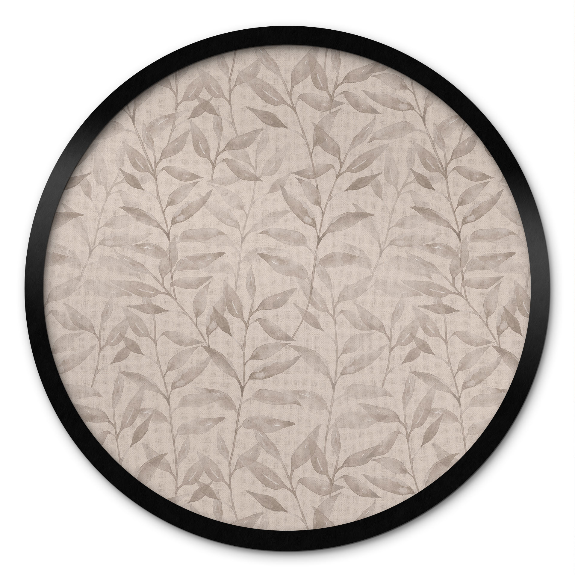 Poster Plantes Délicates feuilles d'aquarelle - Gris tendre - Décorations florales - Rond