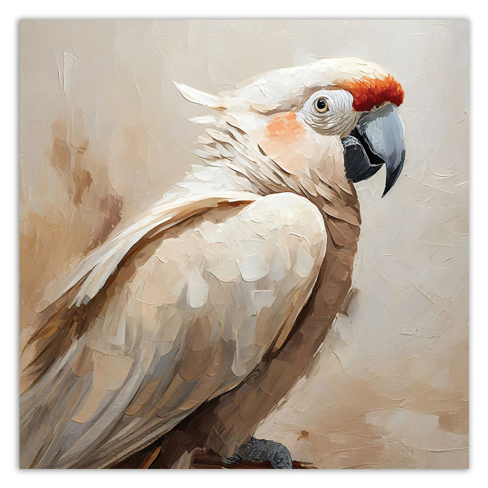 Leinwandbild Vogel Papagei beige gemalt