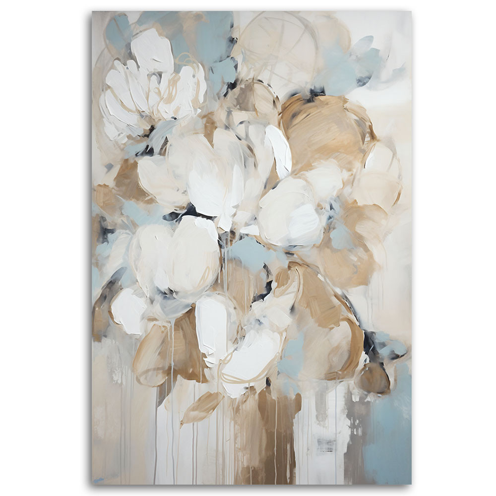 Leinwandbild, Beige gemalte Blumen
