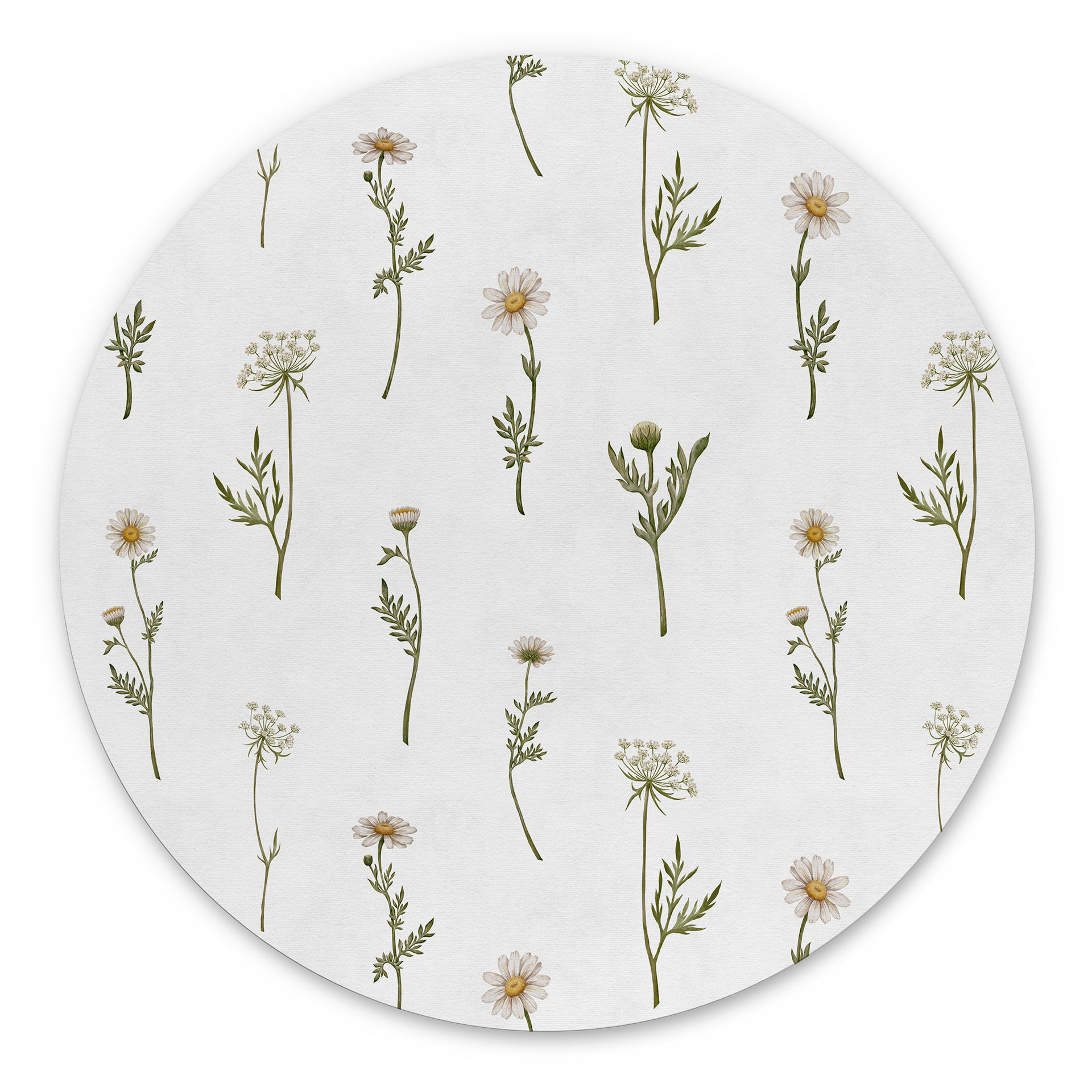 Meadow Romance med markblomster - Kikki Belle - Rund – print på aluminium
