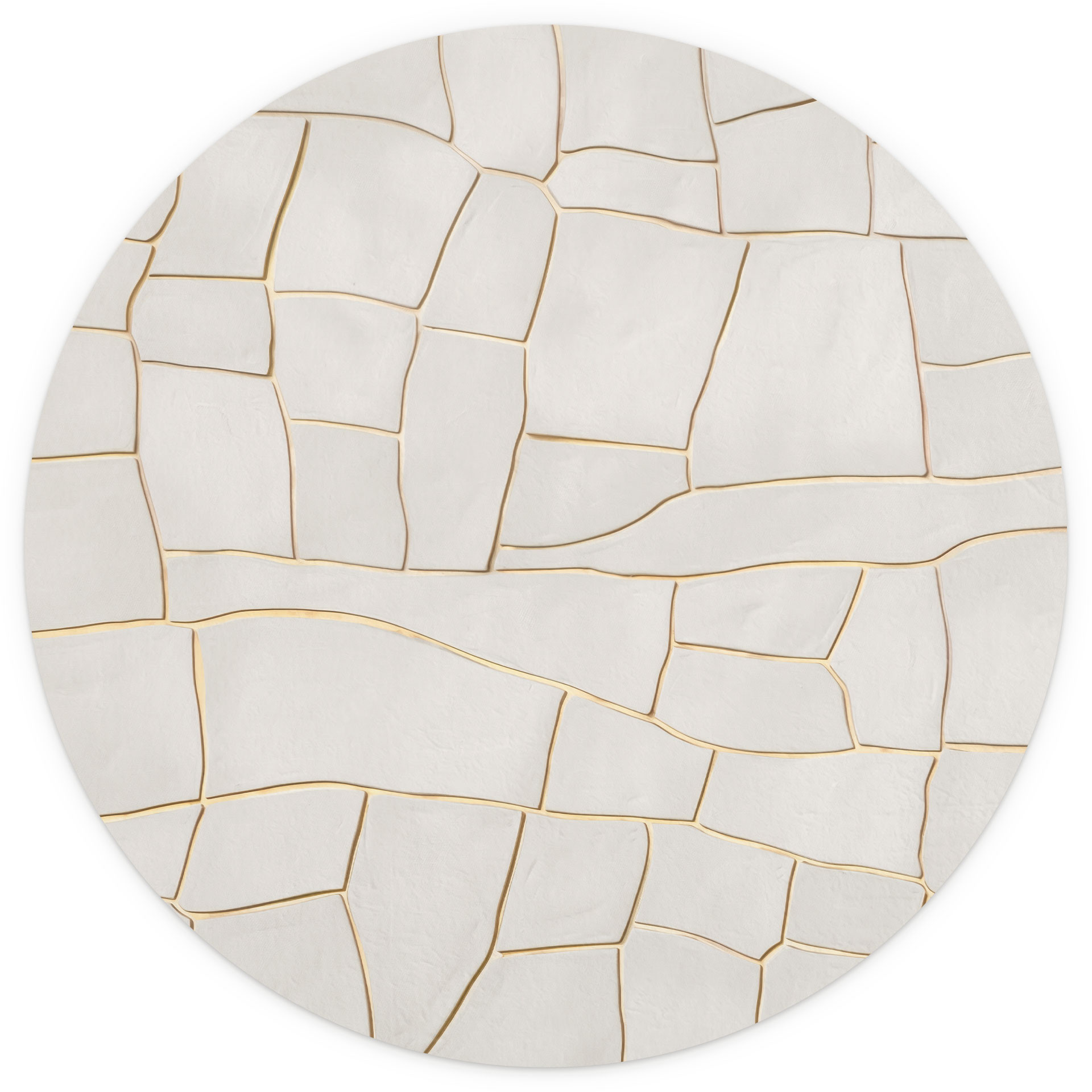 Abstract gebarsten patroon Fotobehang in beige - Alma - Rond - Zelfklevend/niet-geweven