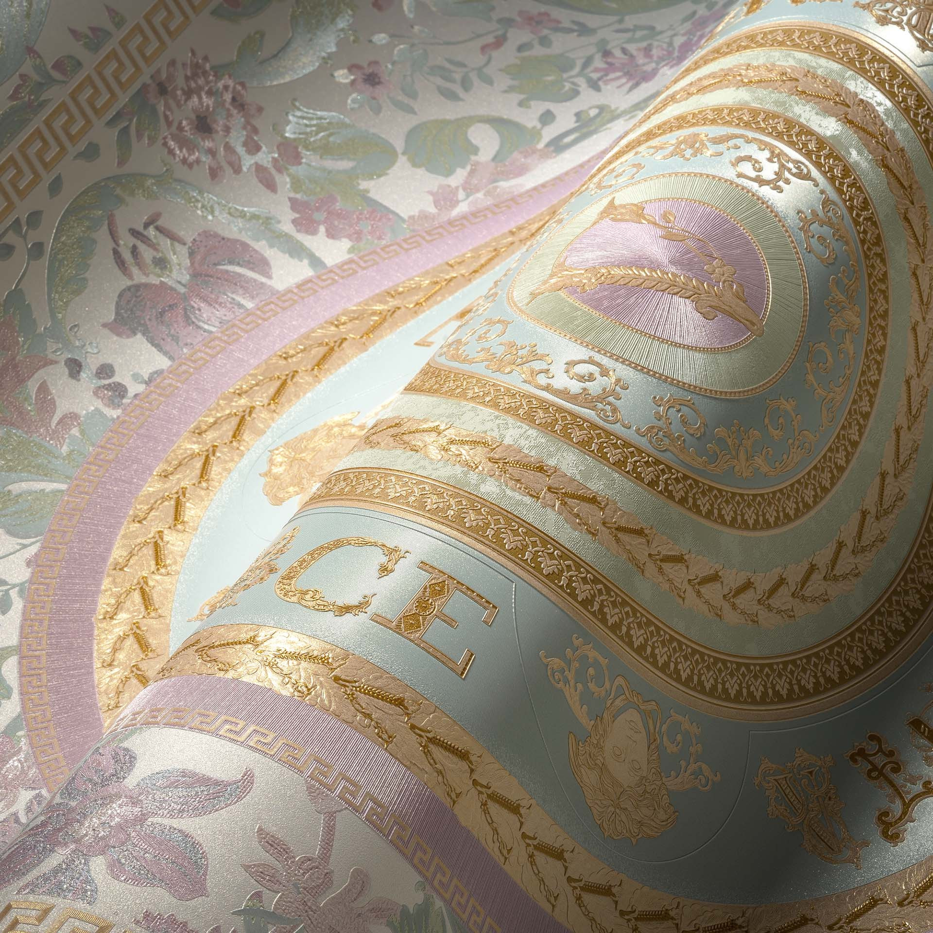 Versace Home Luxe Behang Bloemen Mint Roze