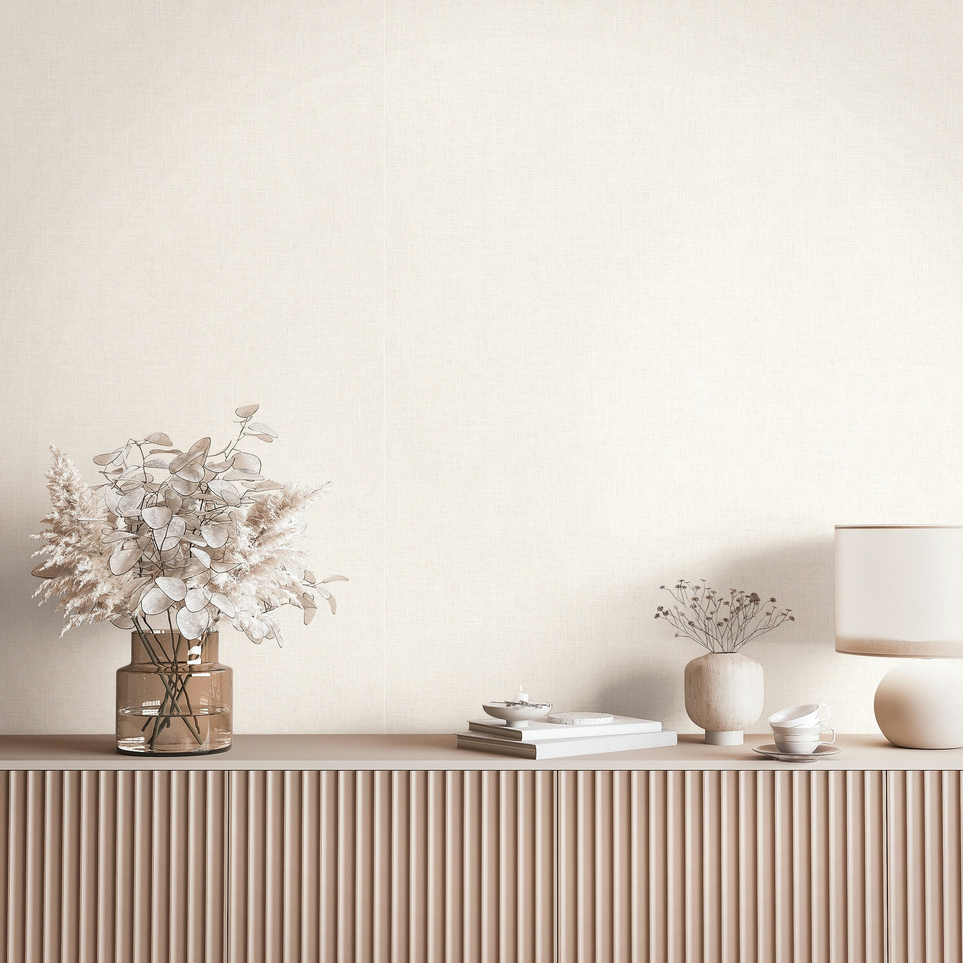 Vliesbehang, structuur effen modern mat in beige bruin