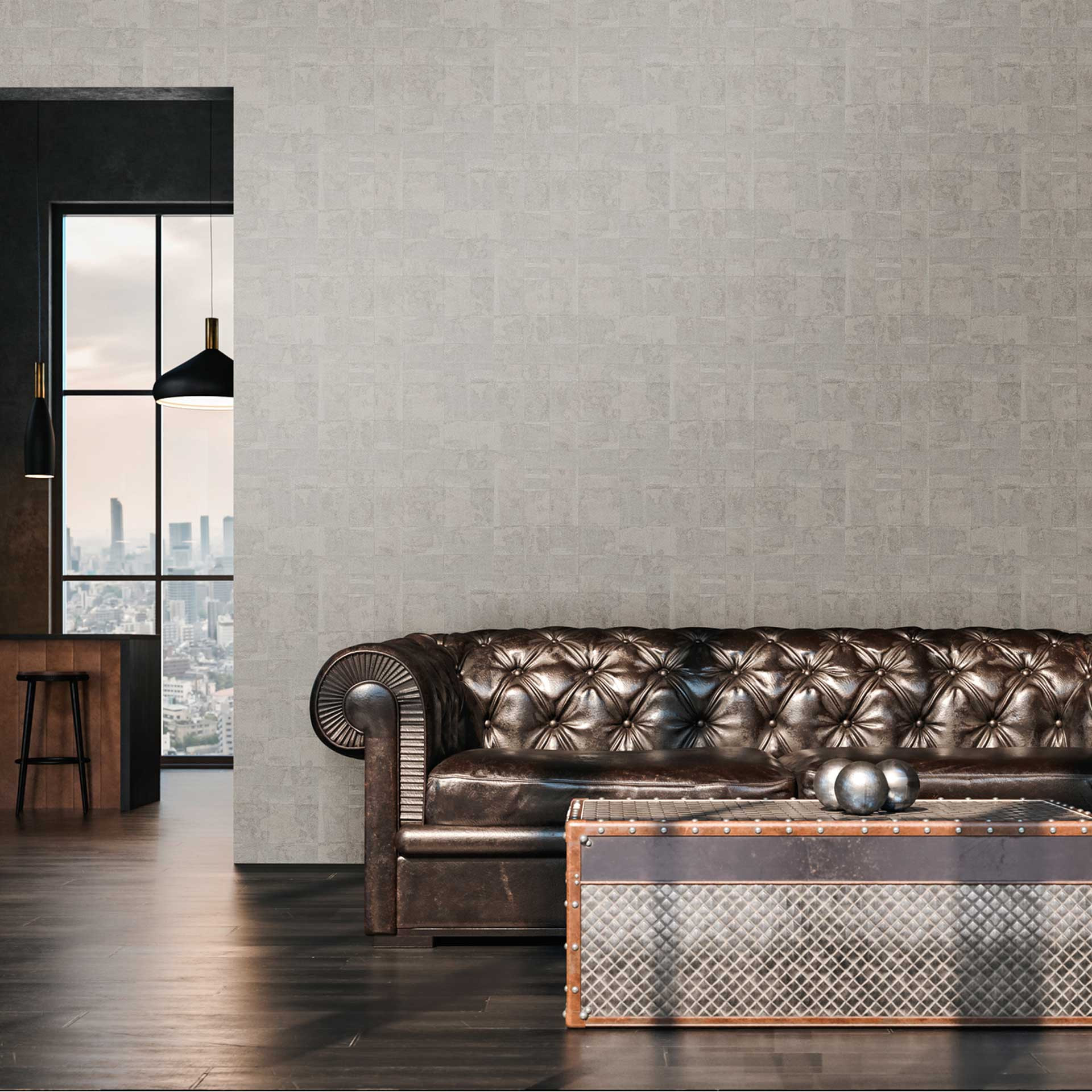 structuurbehang licht glanzend in grijs - betonlook behang voor op de muur - modern vliesbehang