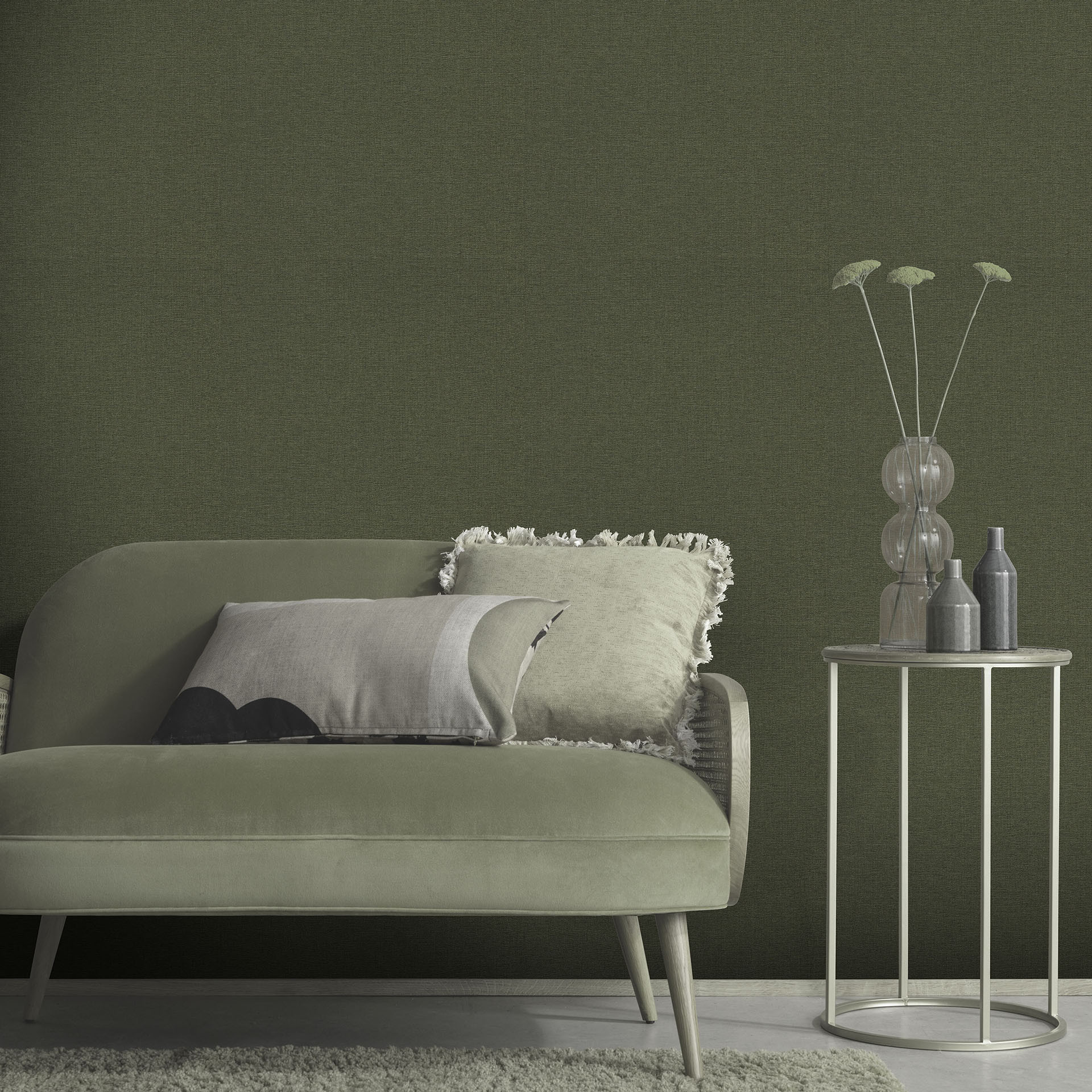 Papel pintado no tejido, papel pintado uni Secret Garden verde oscuro