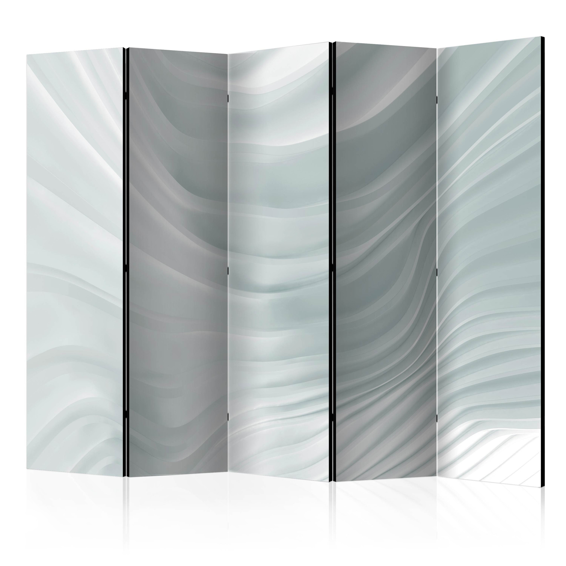 Screen rumdeler - Wavy white, 5-delt - 225x172 cm