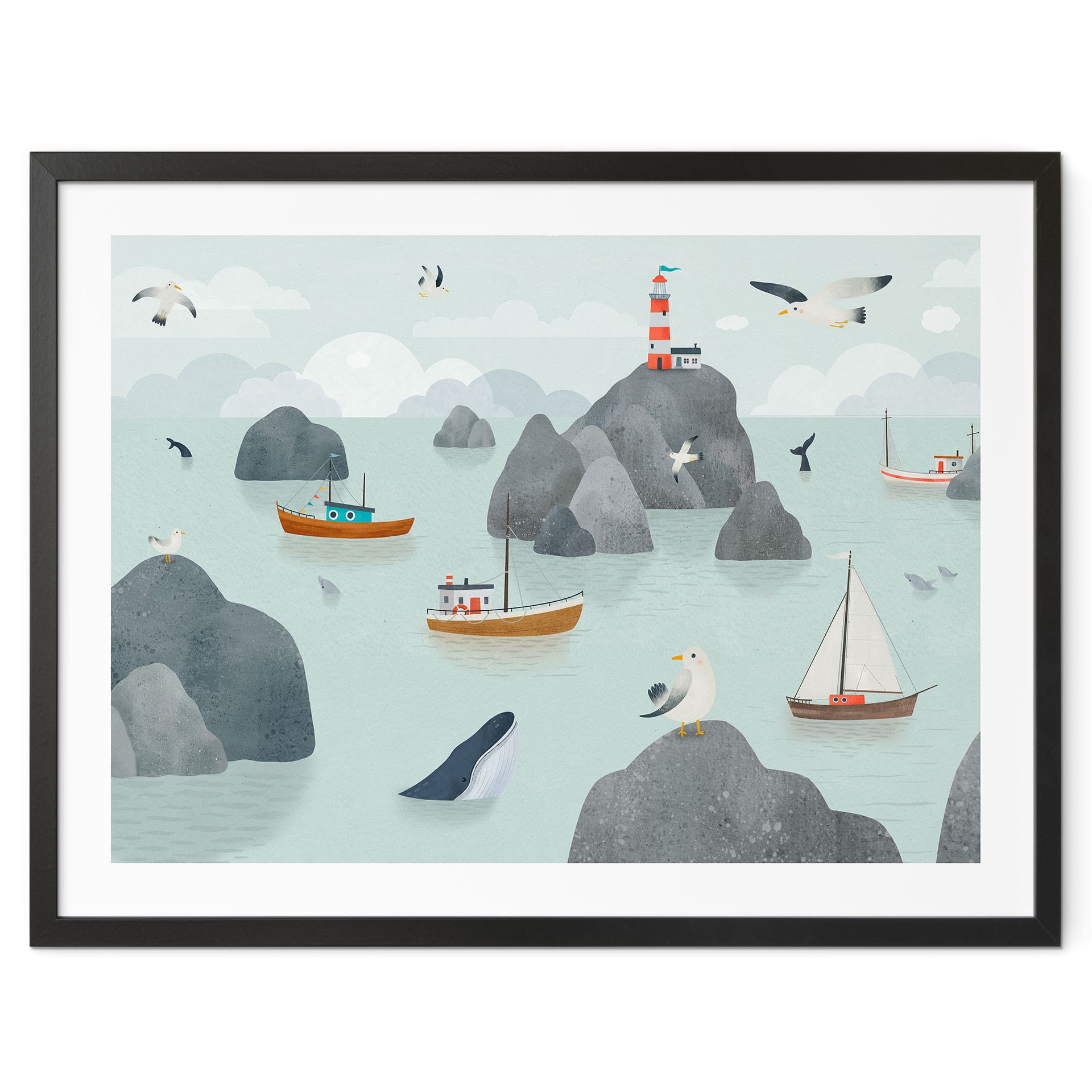 Poster Motif Côtier Maritime avec Phare - Oliver Robins