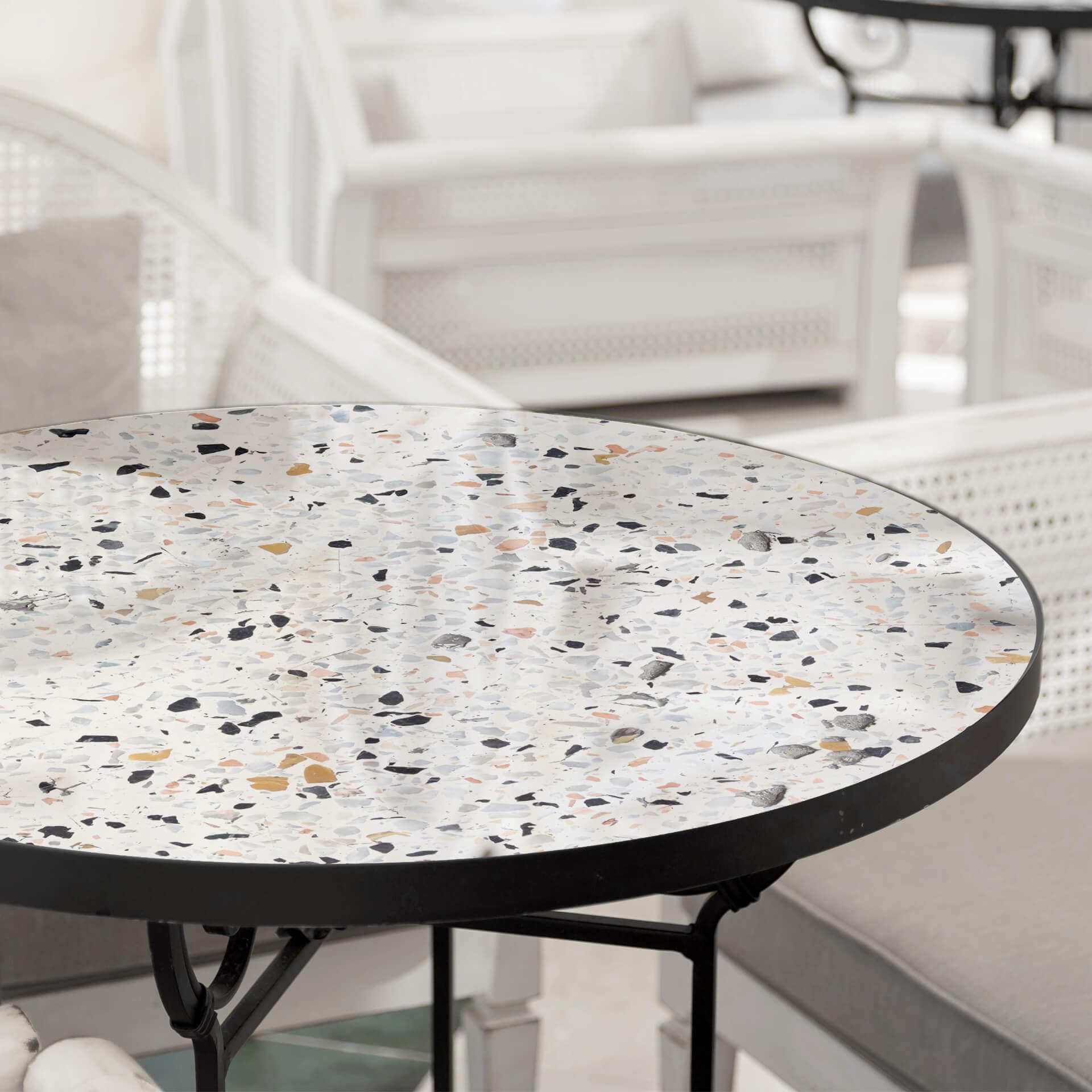 Plateau de table en verre - Terrazzo - Rond