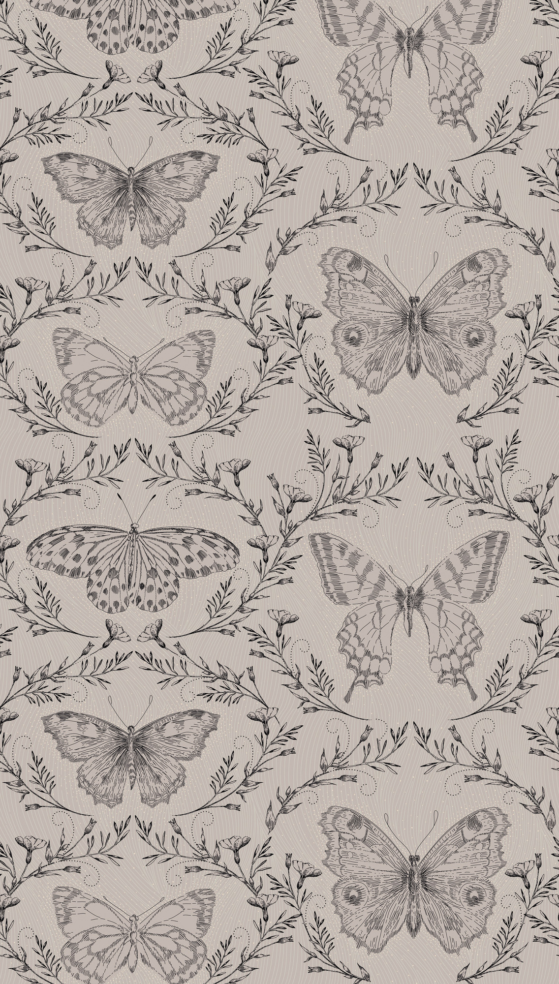 behang vlinder grijs beige - vliesbehang insecten Livingwalls - mat en glad
