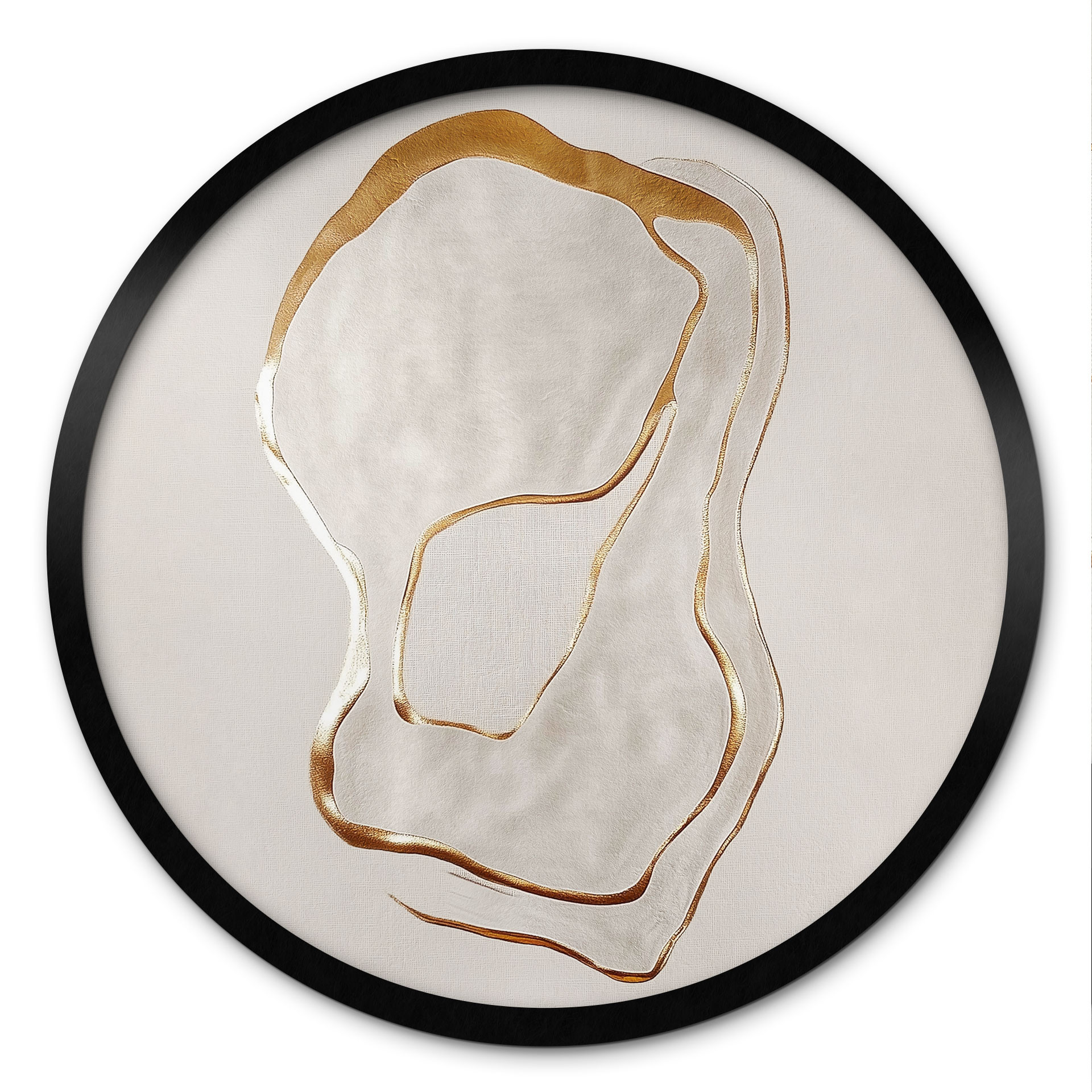 Poster Abstract Line Art en or et beige - Alma - Rond