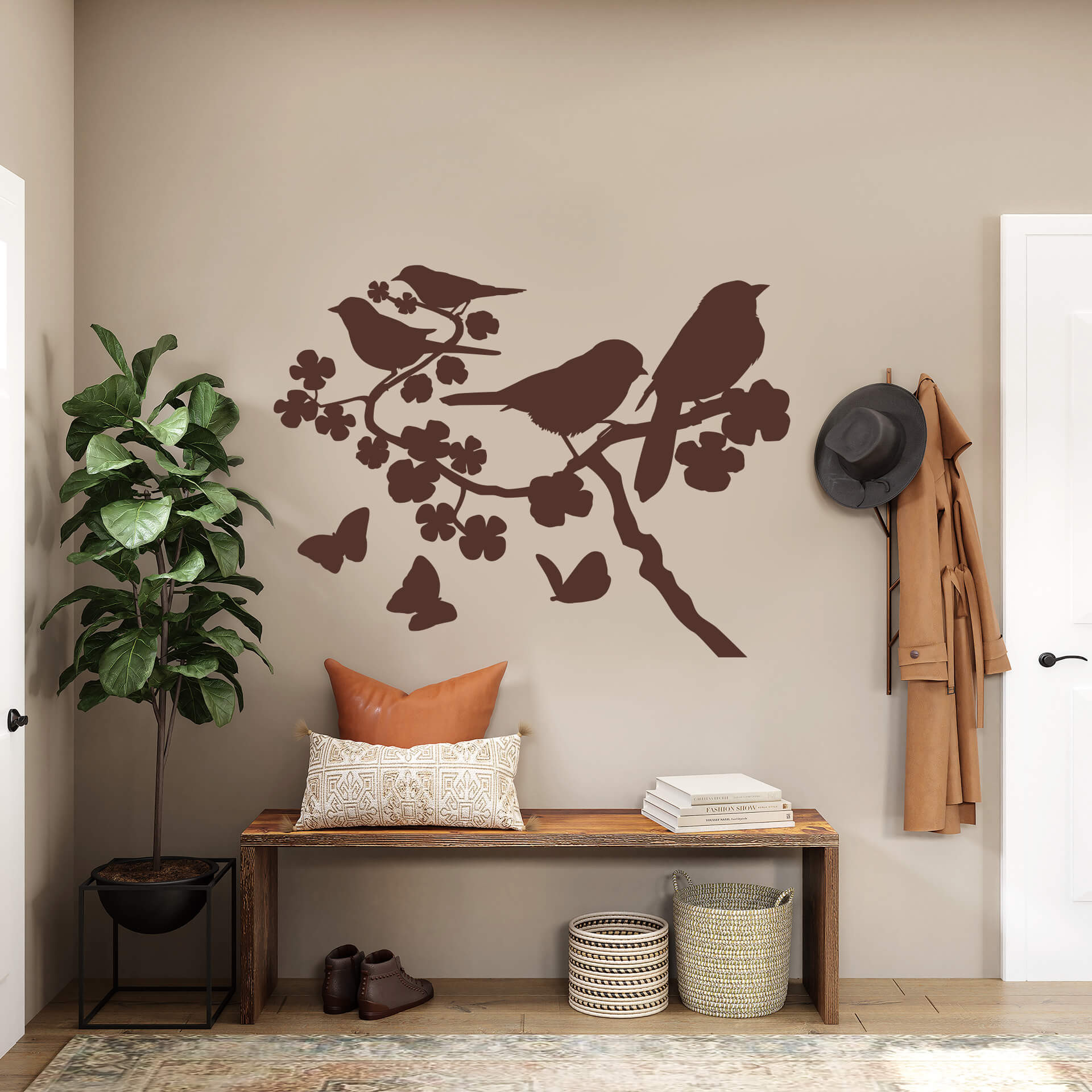 Wallsticker Gren med gråspurve