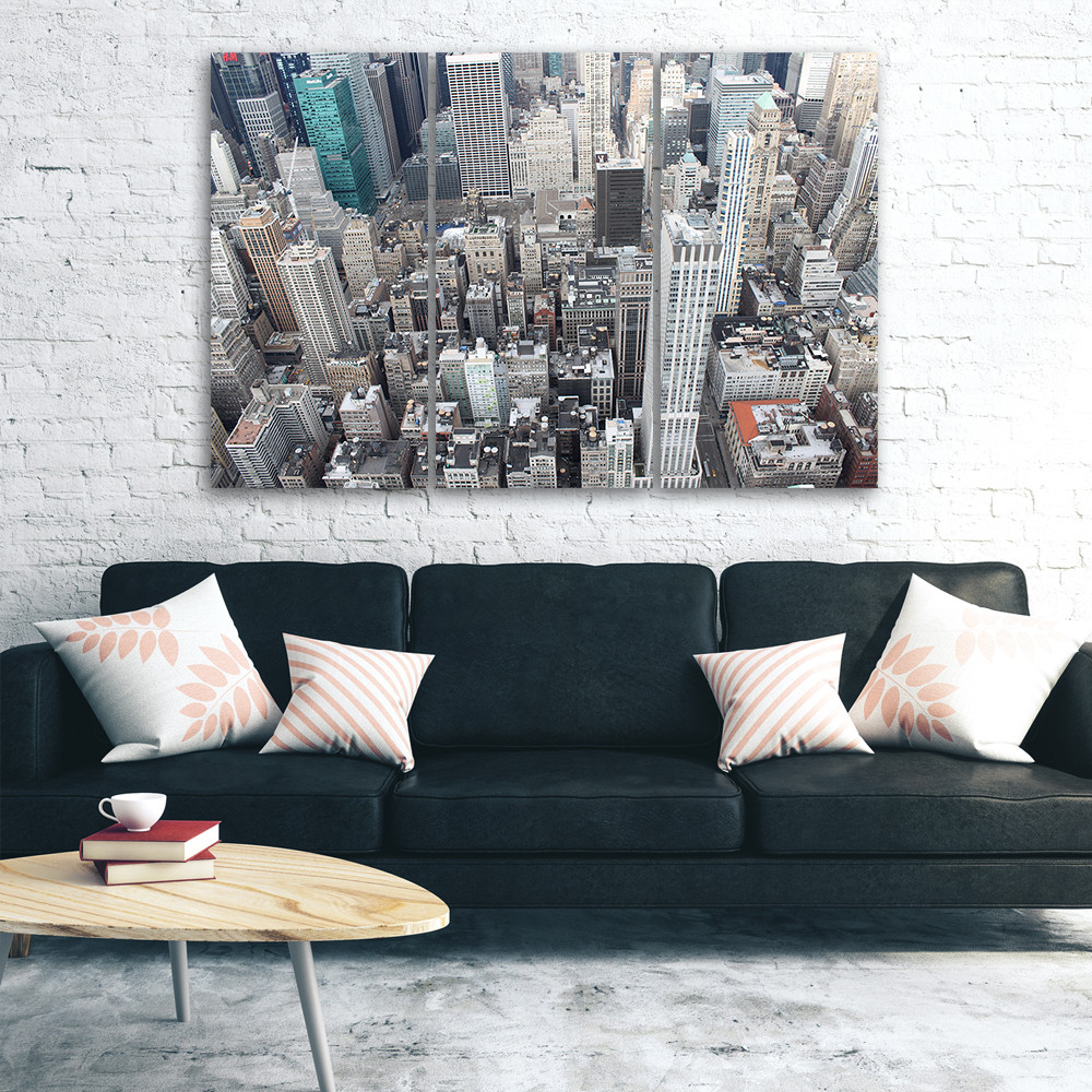 3 stykke lærredstryk, New York City skyskrabere