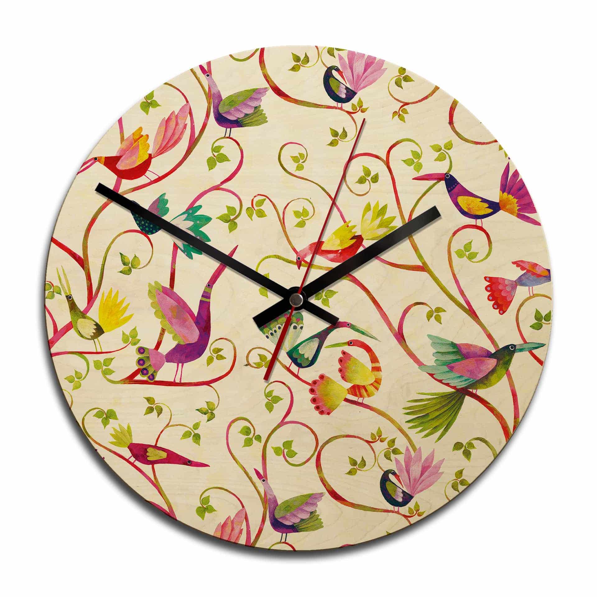 Horloge murale en bois - Oiseau magique