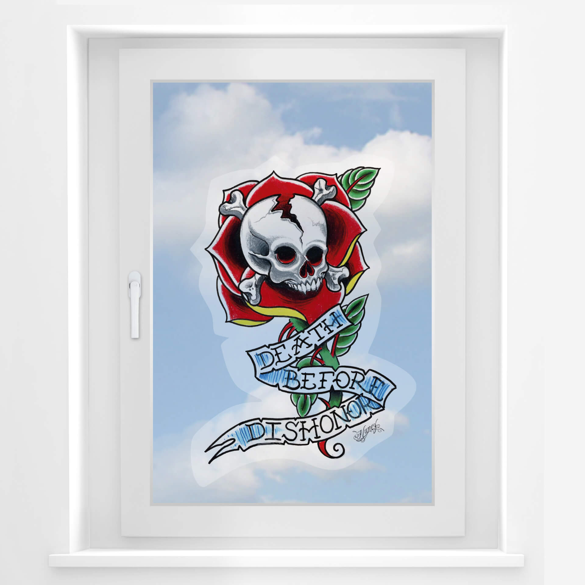 Mural okienny Miami Ink Death Before Dishonor
