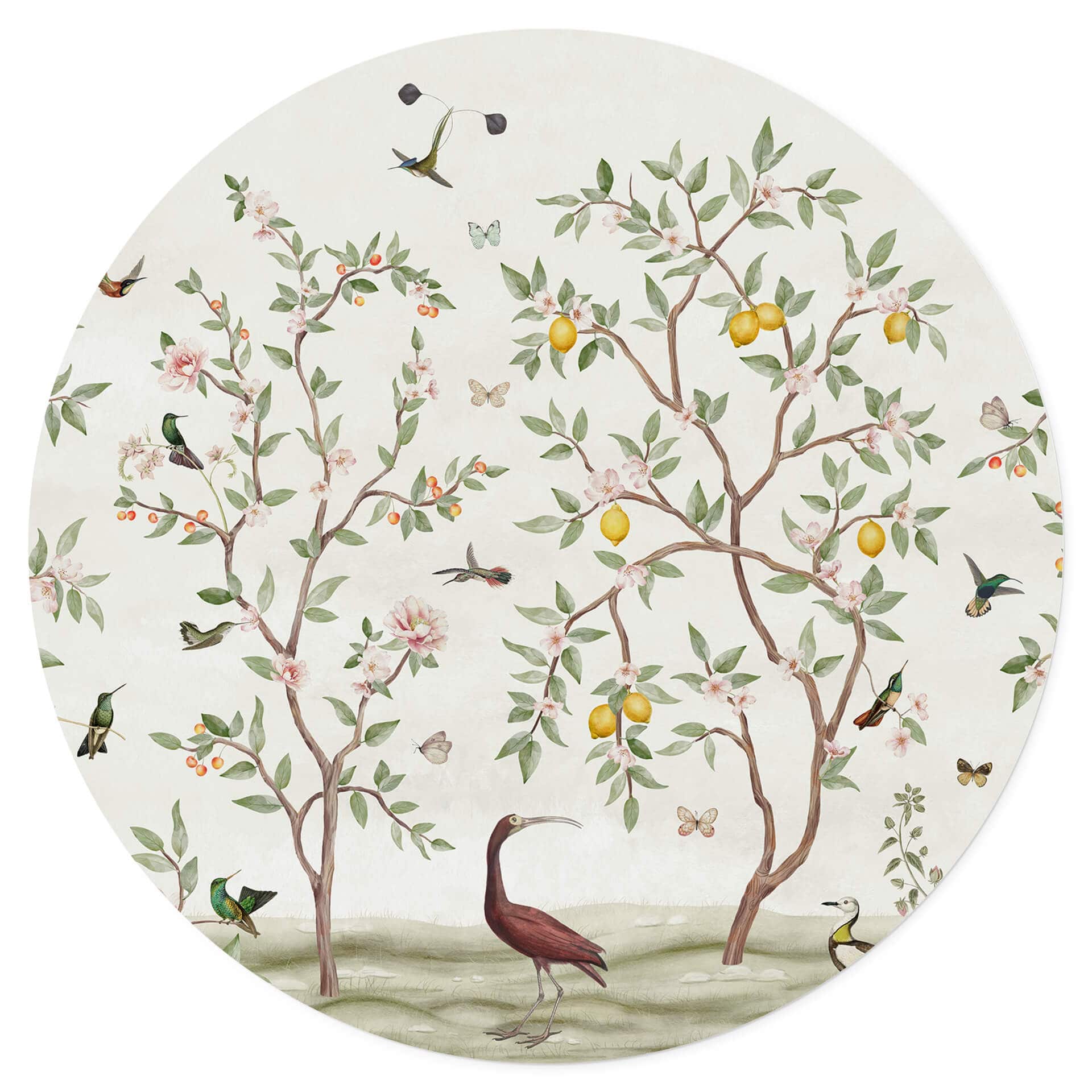 Sir Edward - Naklejka na ścianę Lemon tree chinoiserie - okrągła
