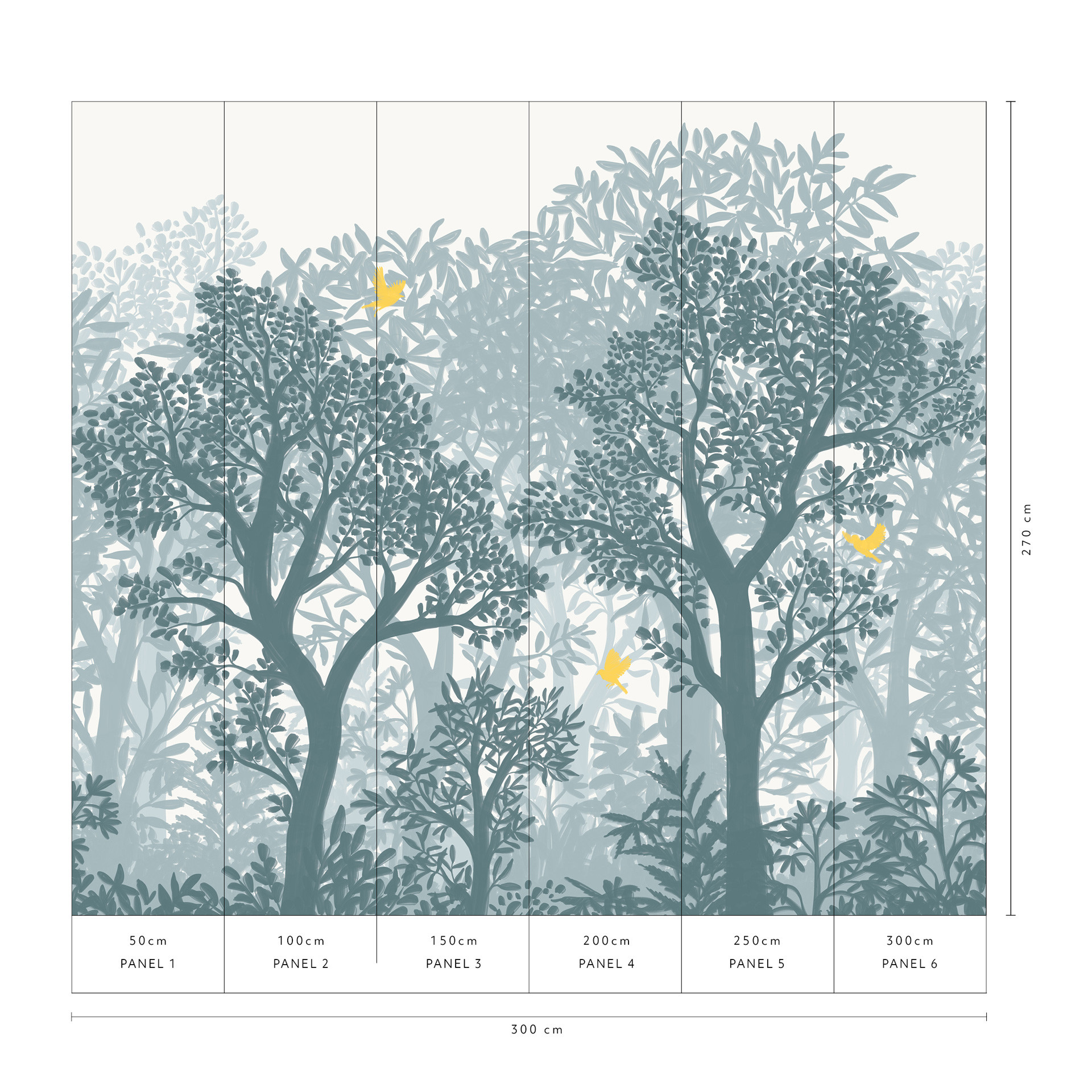 Papier peint photo, papier peint paysage La Terrasse bleu clair 2,7 x 3 m