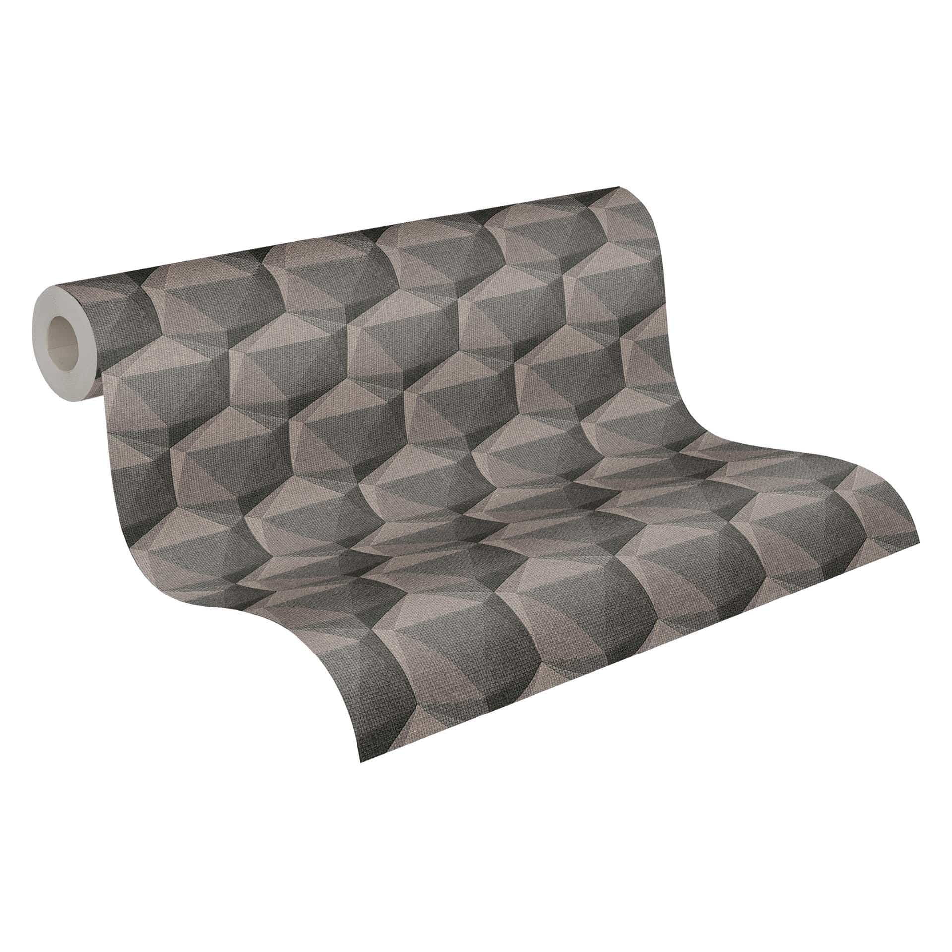 3D woonkamer behang grijs antraciet - modern design vliesbehang