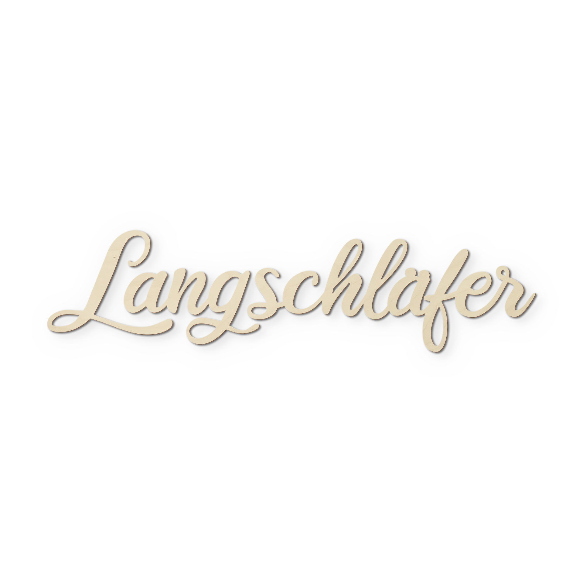 3D Schriftzug Langschläfer - Wanddeko aus Pappelholz