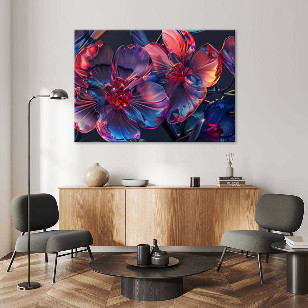 Canvasbillede, 3D-makroblomster