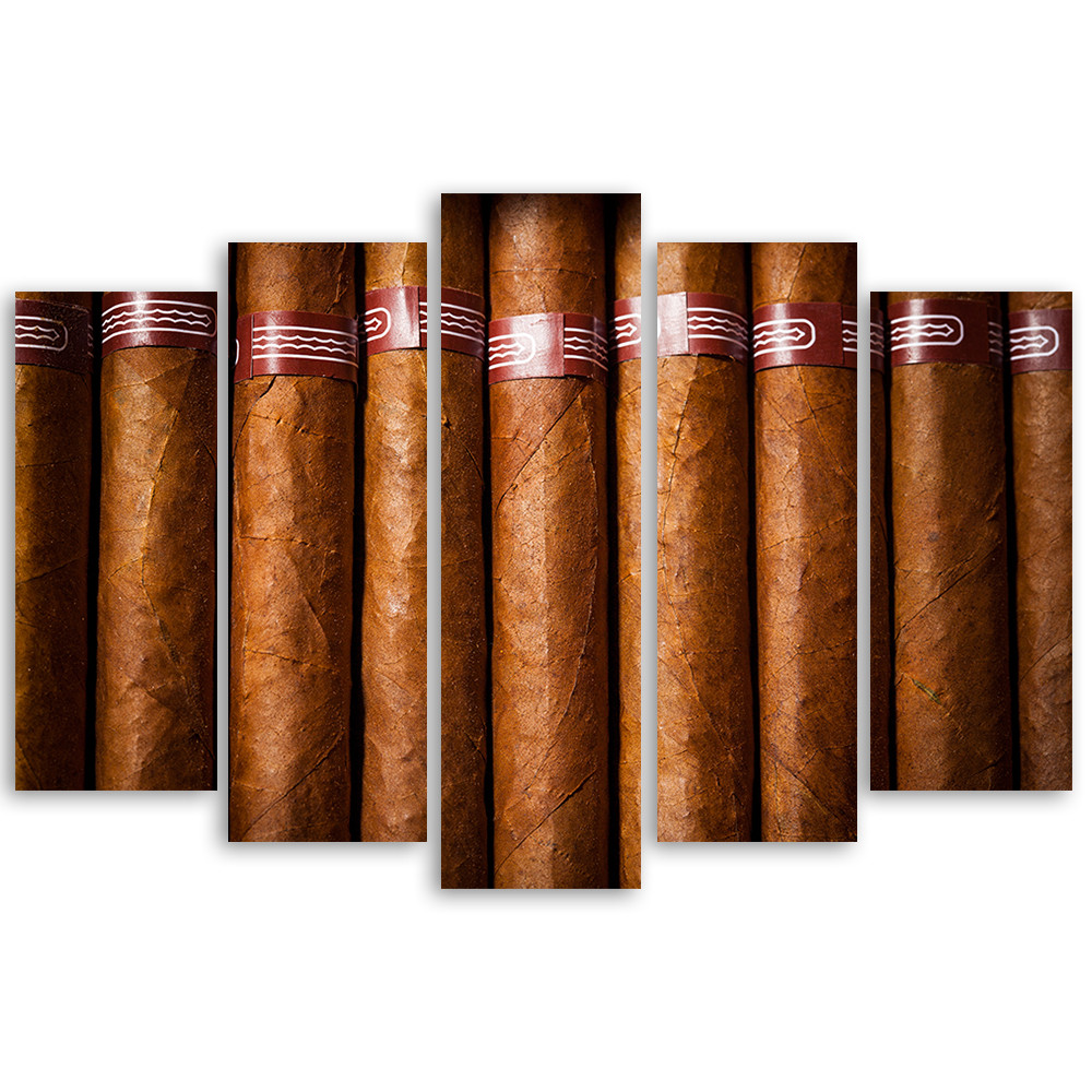 5 stykke lærredstryk, cubansk cigar