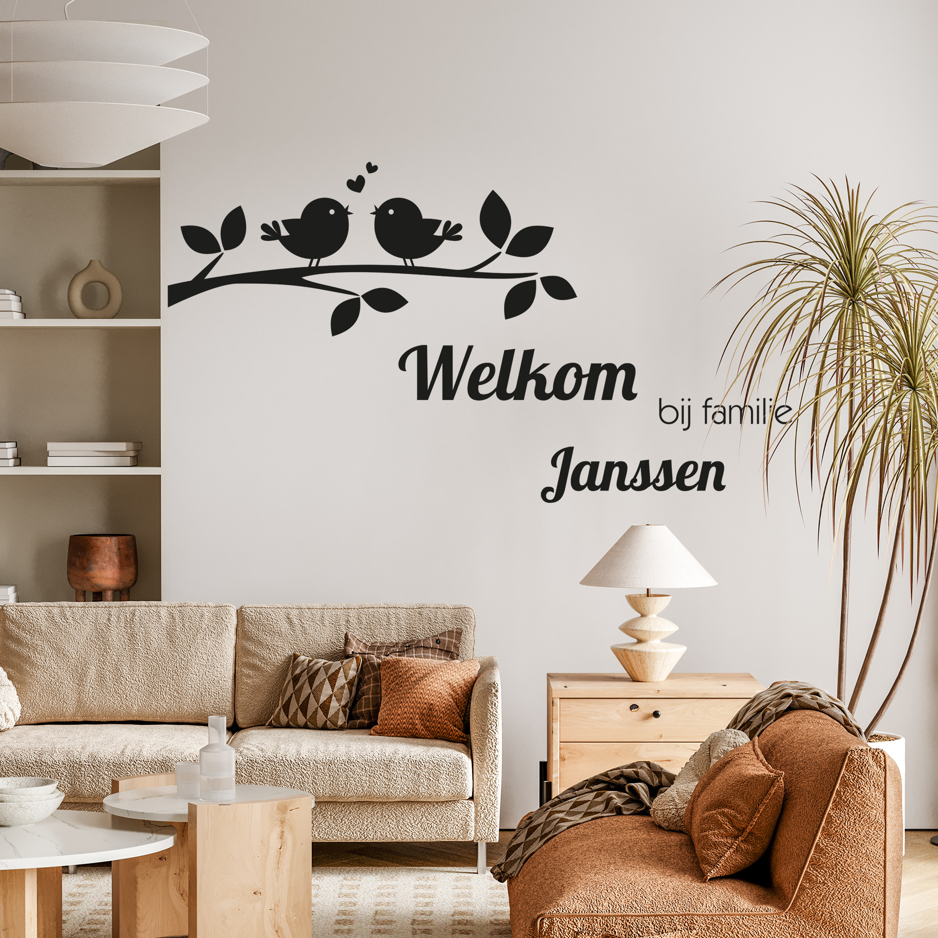 Wallsticker Muursticker + Naam Welkom bij familie