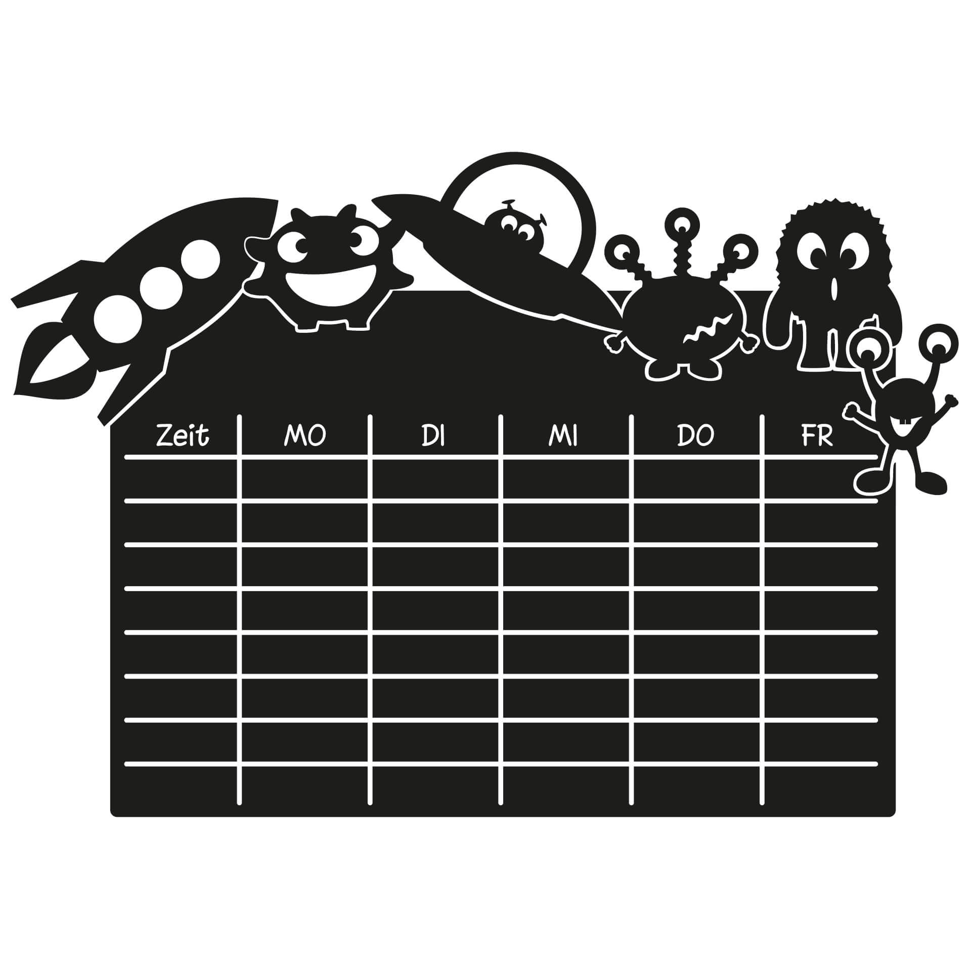 Tafelfolie Stundenplan Weltall