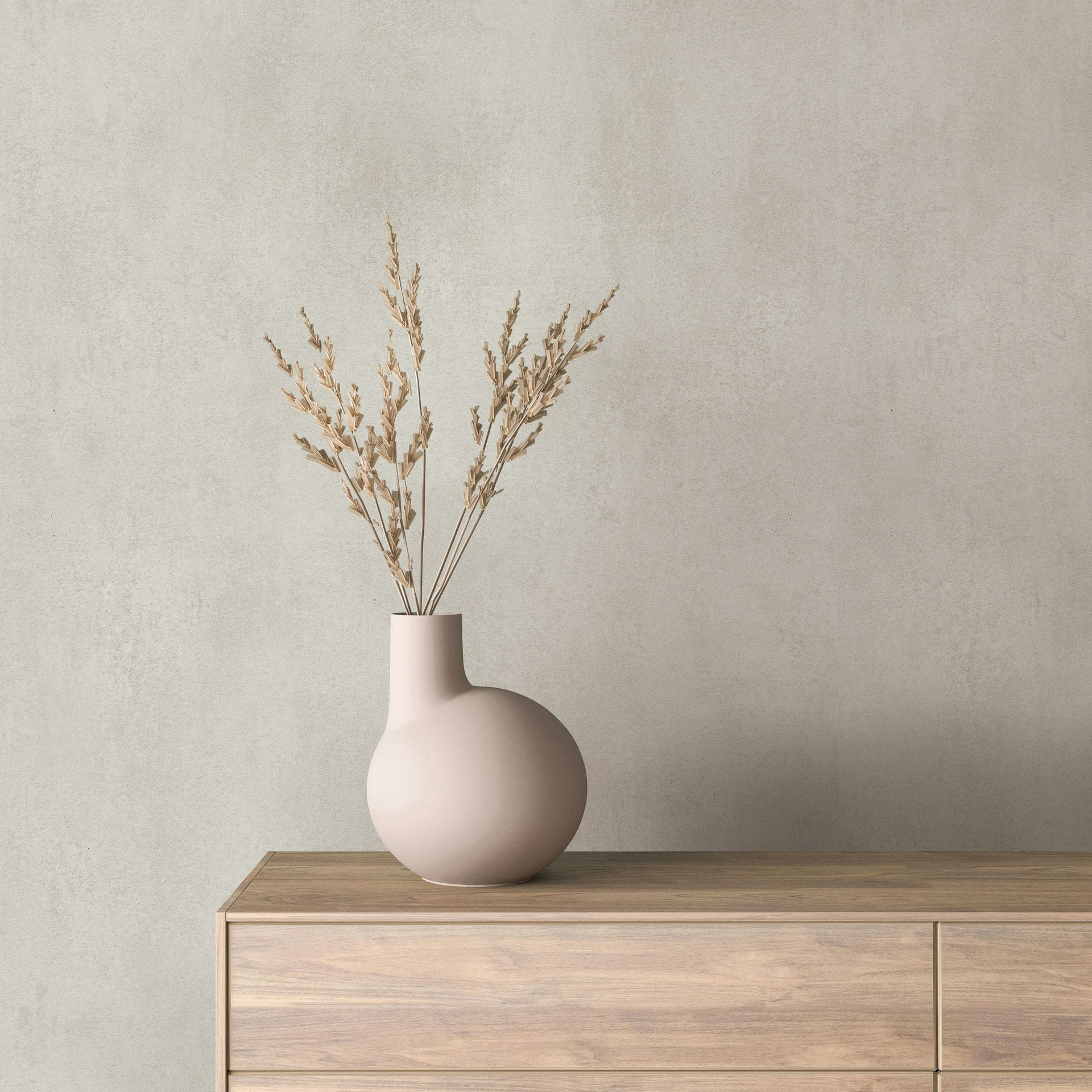 Vliesbehang in grijze betonlook gebruikt look effen