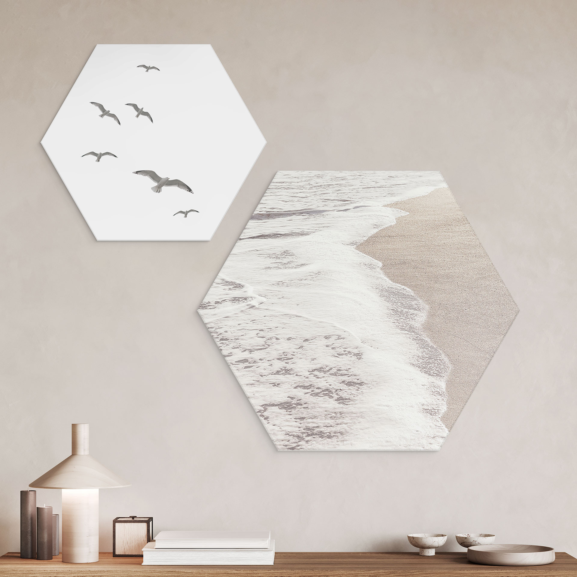 Hexagon Dibond Lyden af havet - 1X Studio