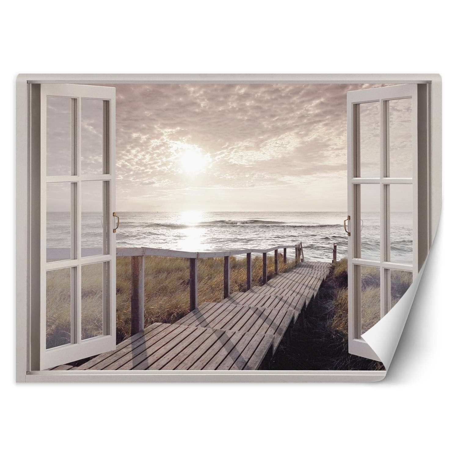 Fototapete Fenster - Steg zum Strand