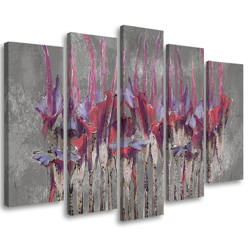 Lærred print 5 dele, planter blomster Simnitło