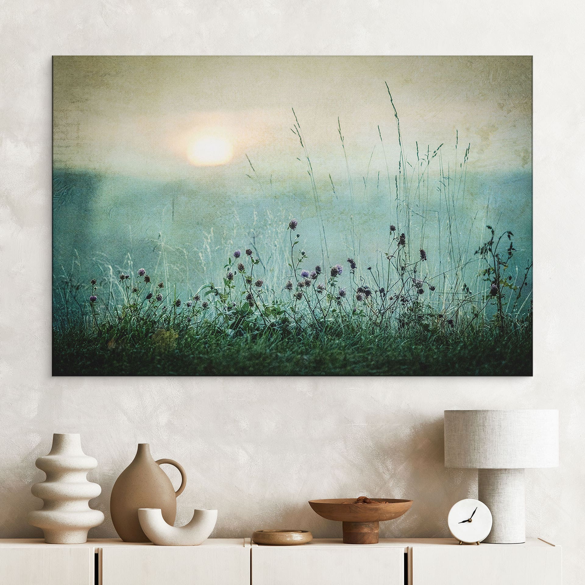 Wandbild Taubedeckter Sonnenaufgang - Kværnstrøm - Alu-Dibond