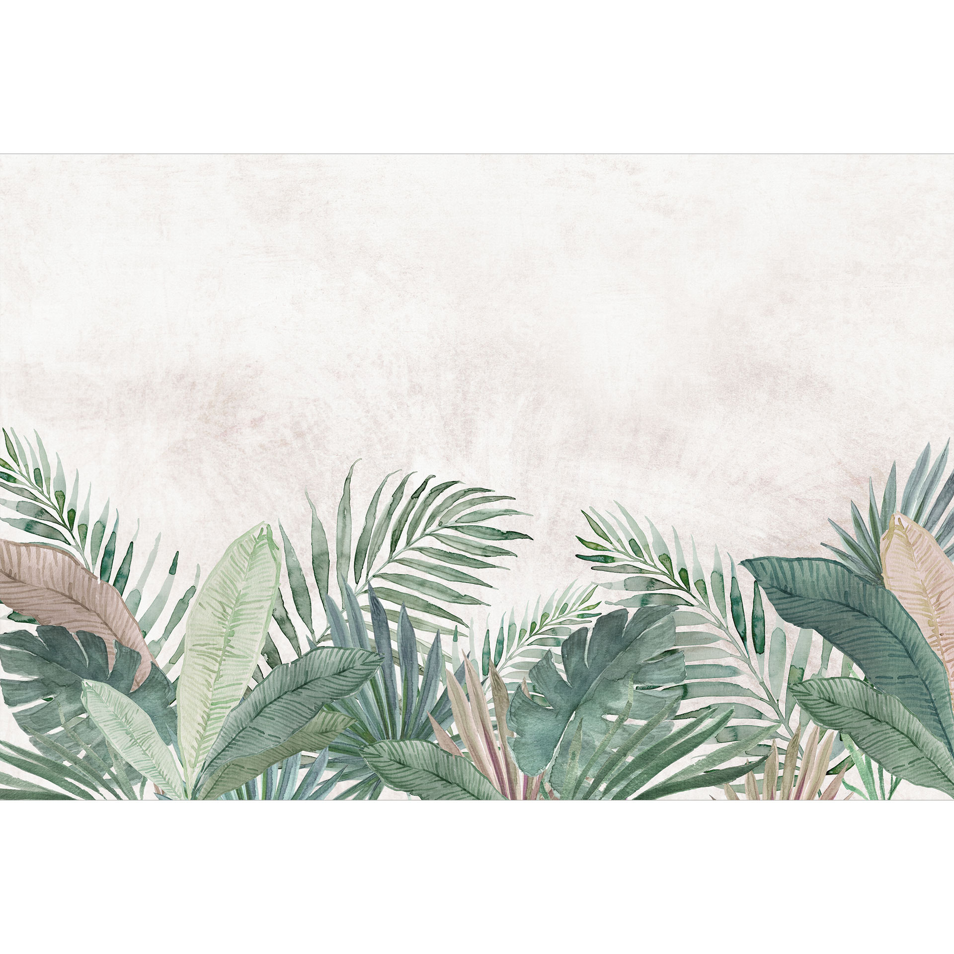 Jungle Bladeren Groen Aquarel Fotobehang - Bloeiendecoratie