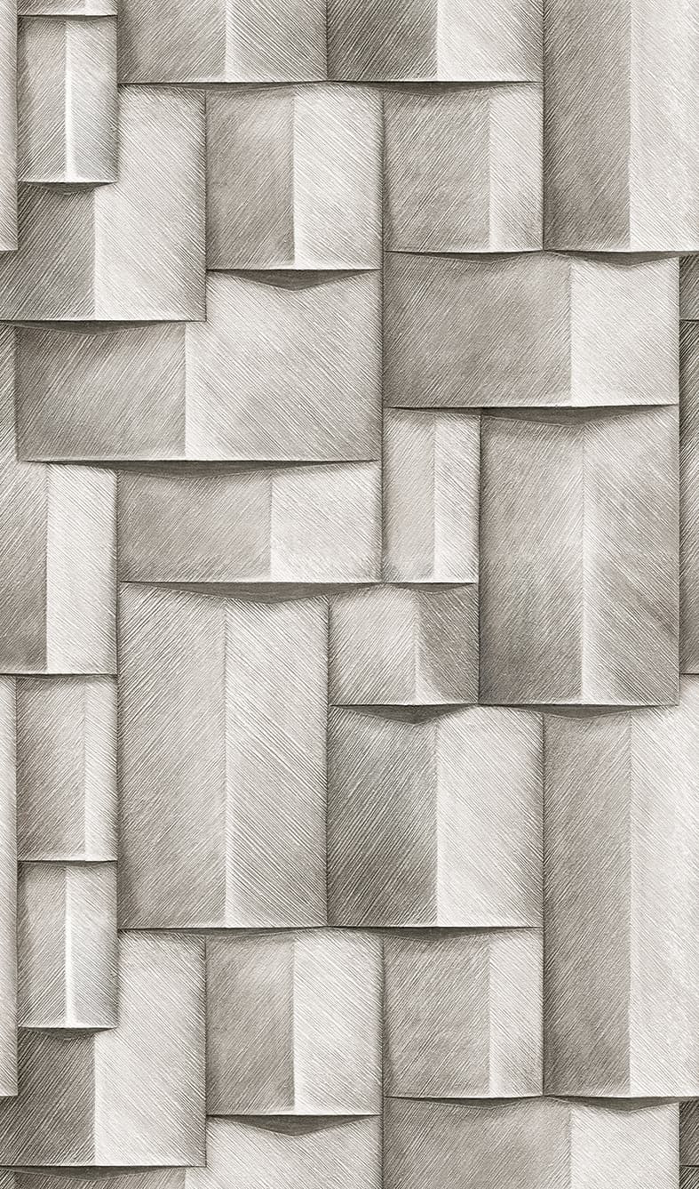 vliesbehang met houtmotief geometrisch wit, zwart 3D look 2,70 x 1,59 m