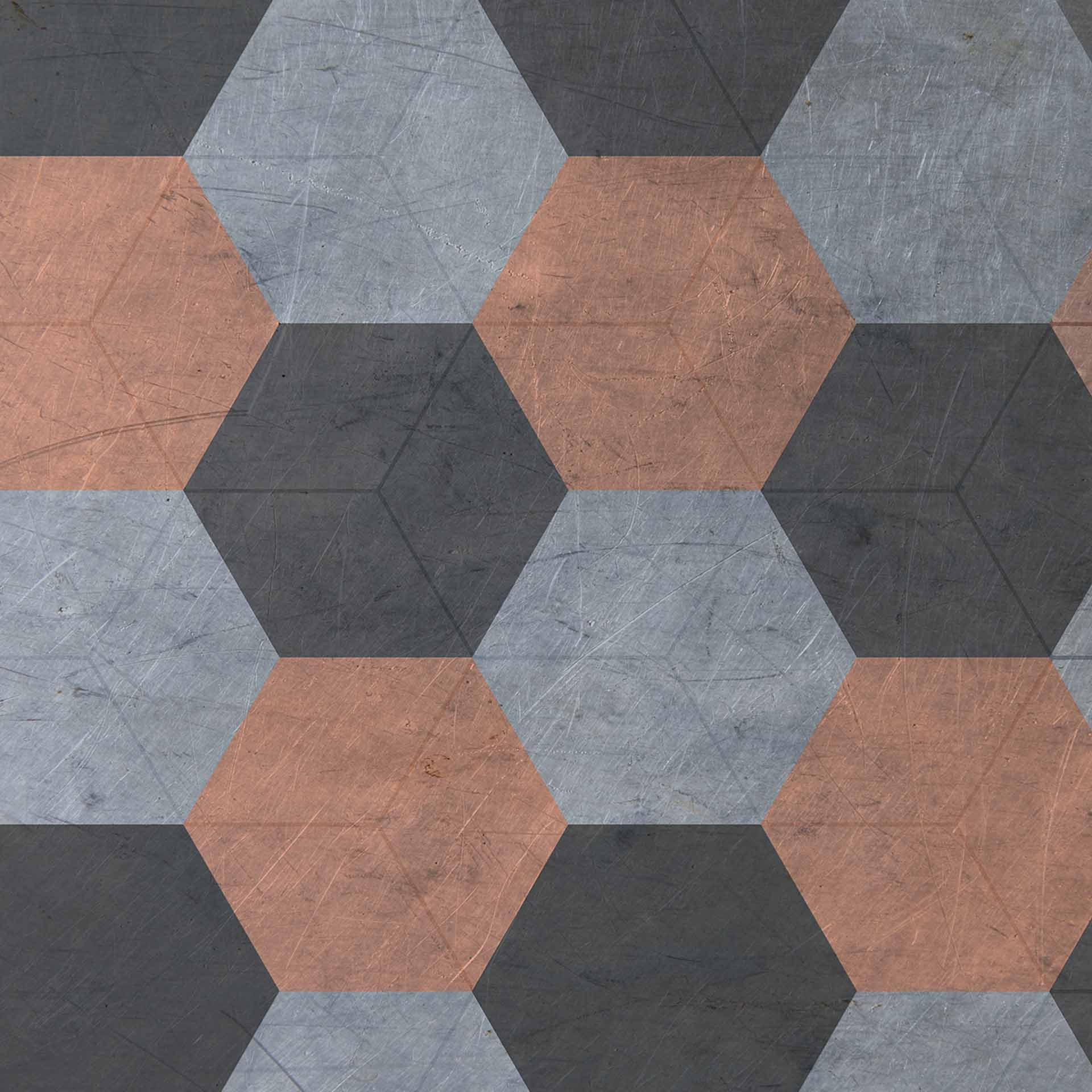 Grafische motieven Hexago2 behang in grijs beige - vliesbehang Designwalls 2 - 2,55 x 3,5 m