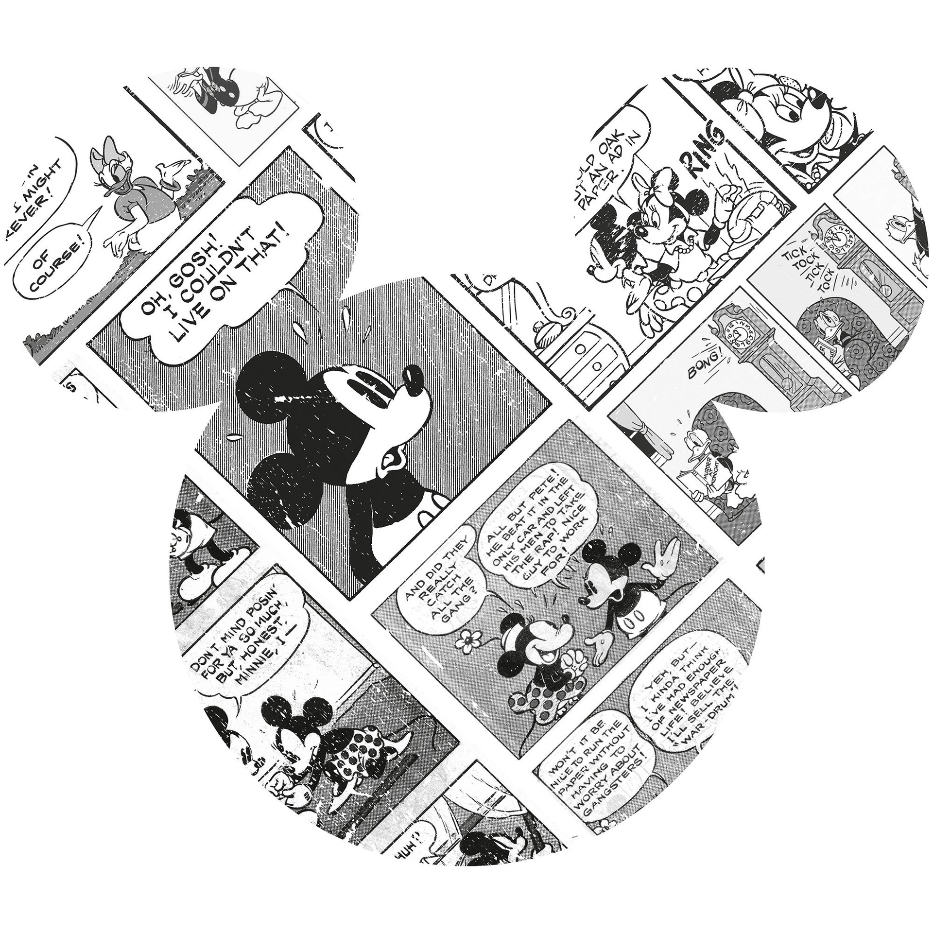 zelfklevend vlies behang - Mickey Head Comic Cartoon - 125 x 125 cm