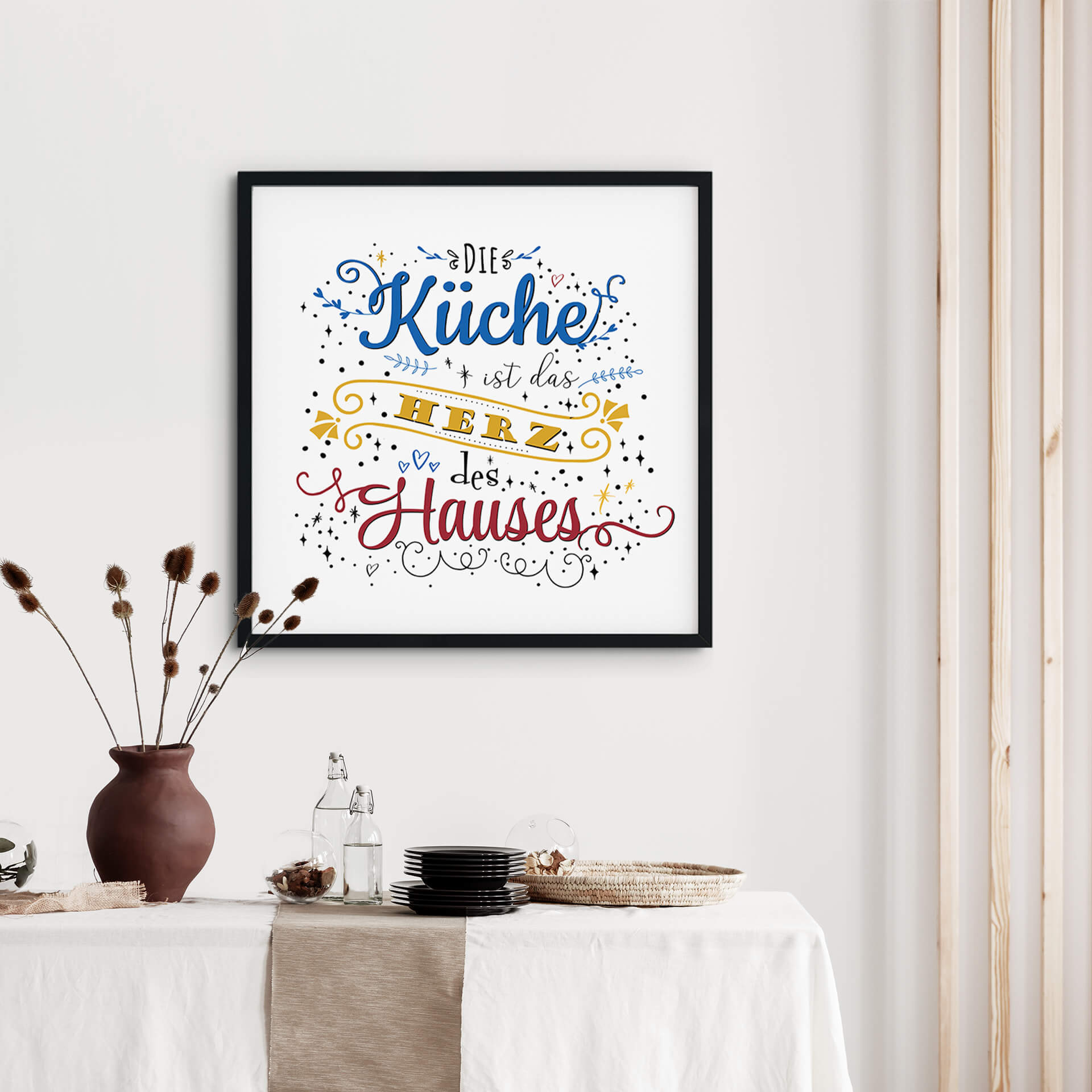 Poster Die Küche ist das Herz des Hauses - hell - Quadratisch