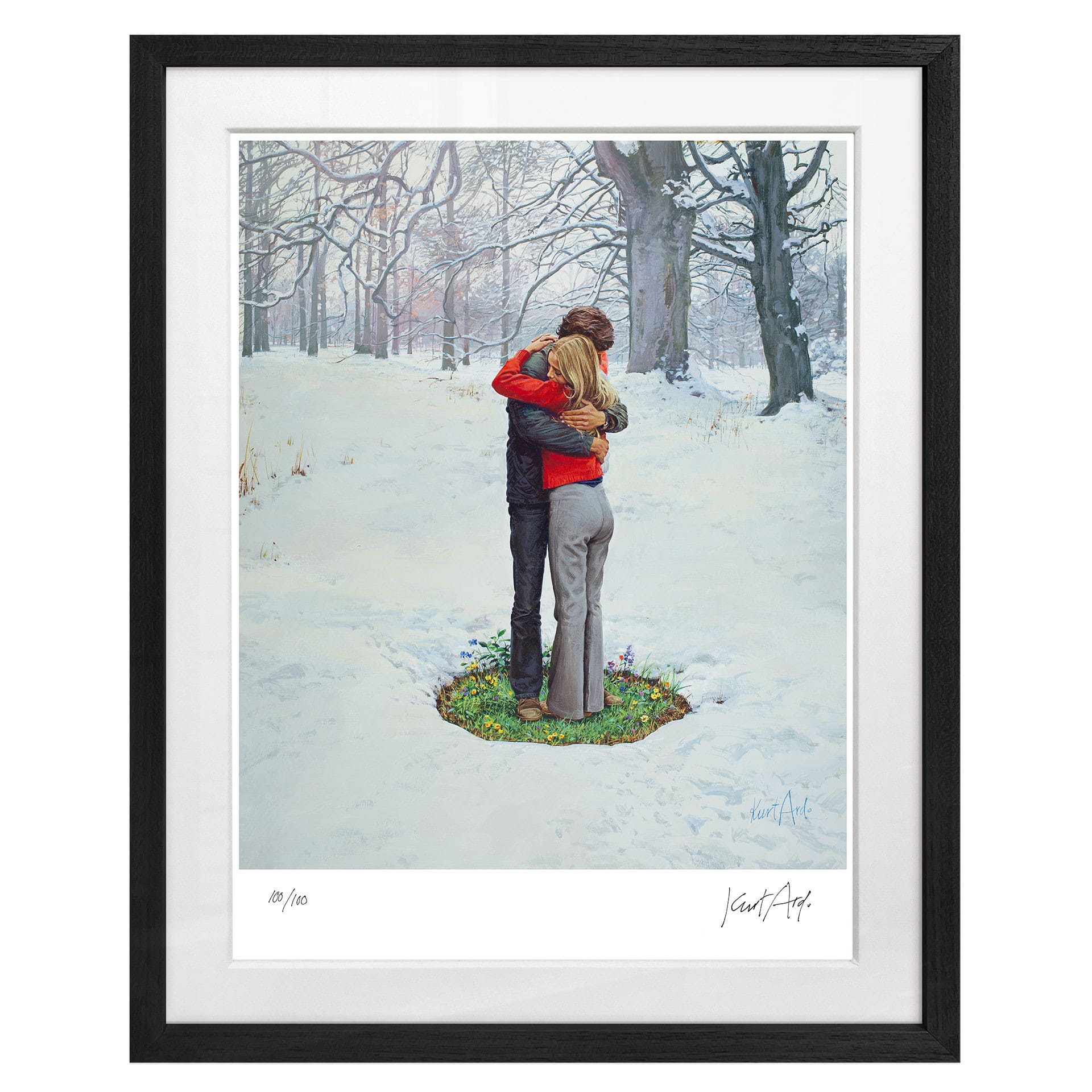 Exklusive Edition: handsigniert und limitiert - Fine Art Poster mit Passepartout im Rahmen - Schmelzende Liebe (1972) - Kurt Ard - 40x50 cm