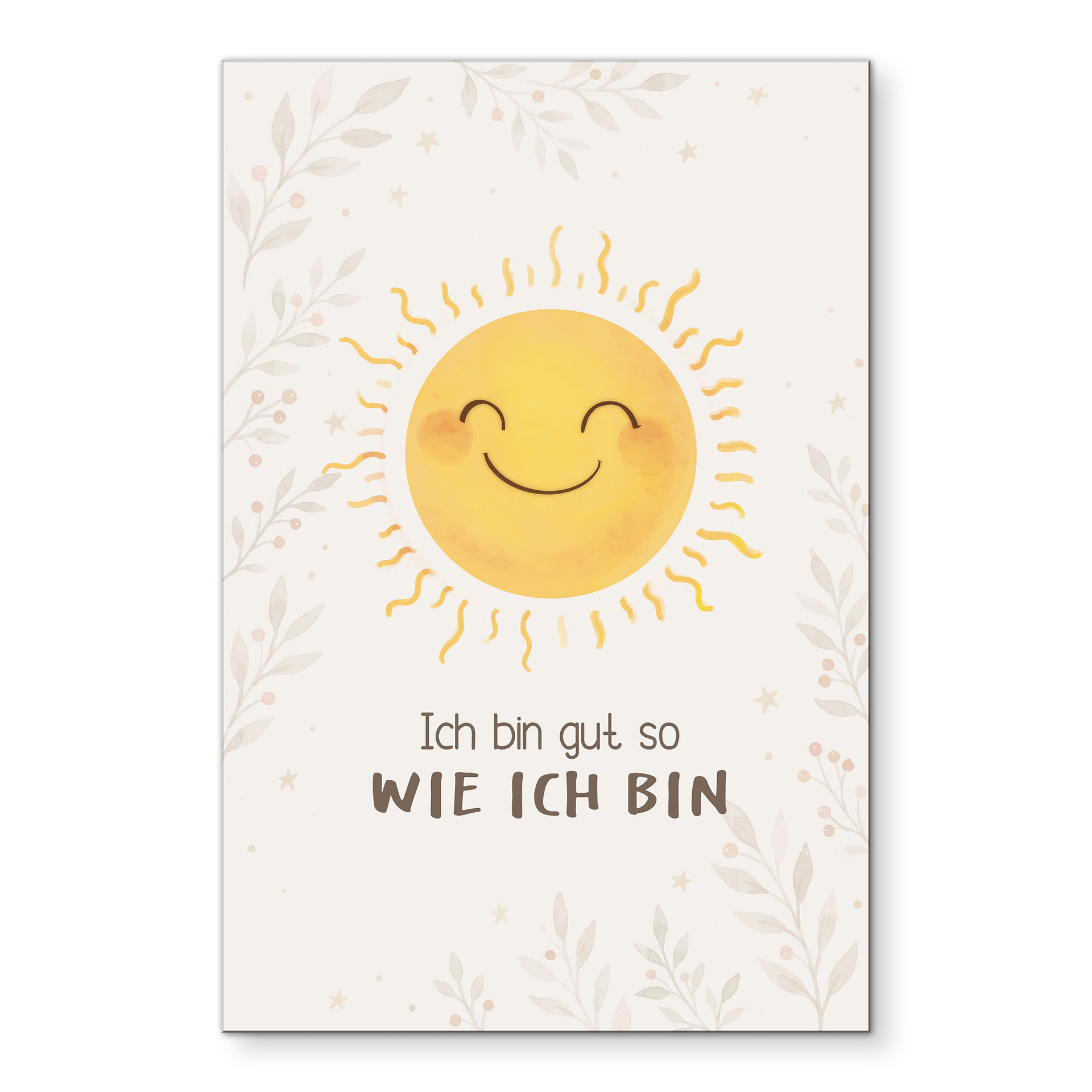 Alu-Dibond Wandbild mit Sonne - Selbstliebe-Spruch 'Ich bin gut so wie ich bin' für Kinder