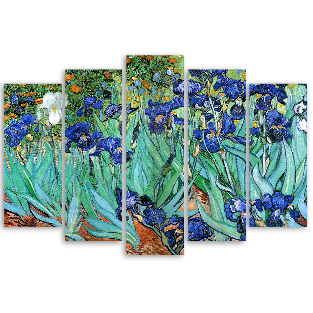 5 stykke lærredstryk, Vincent Van Gogh iris