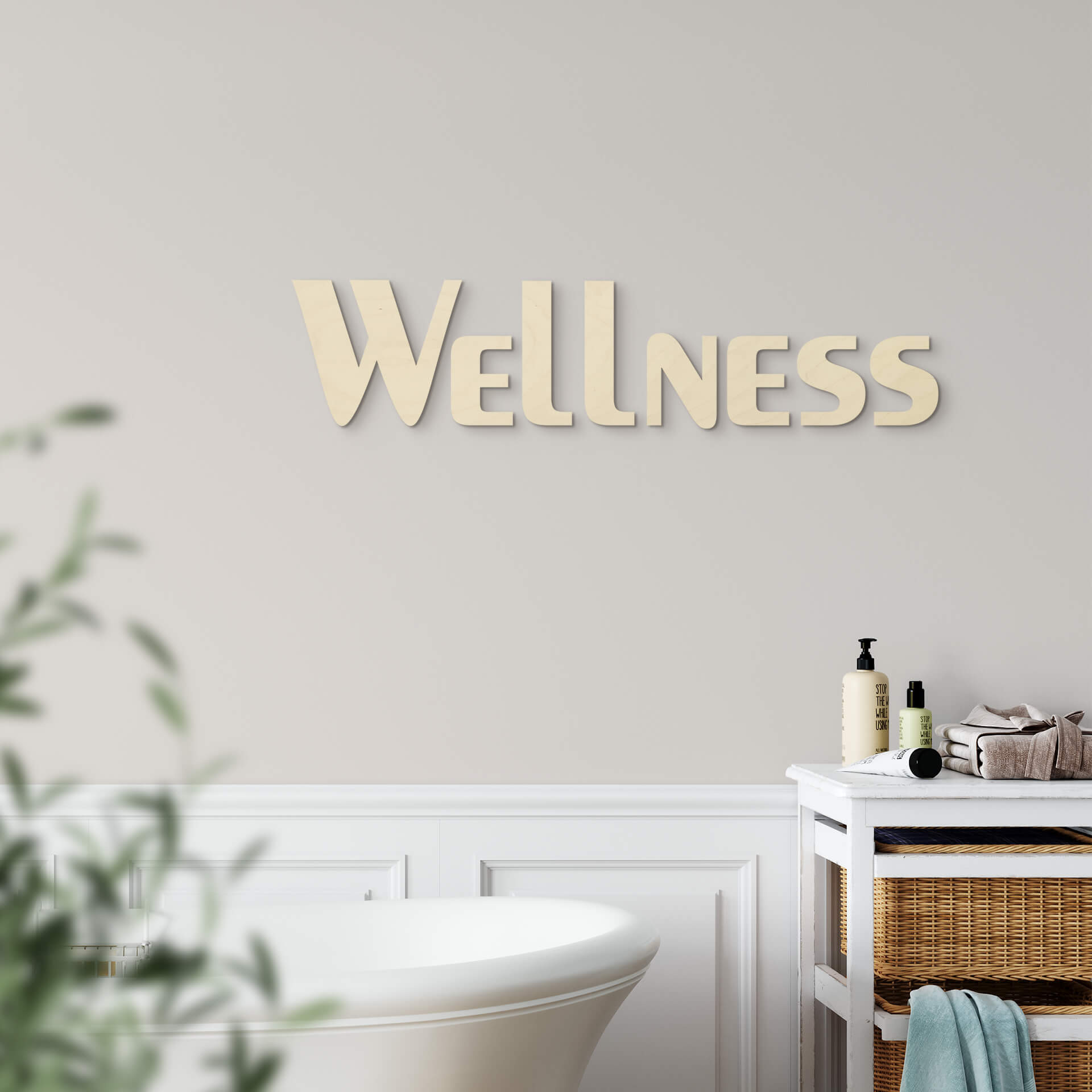 Drewniane litery Wellness