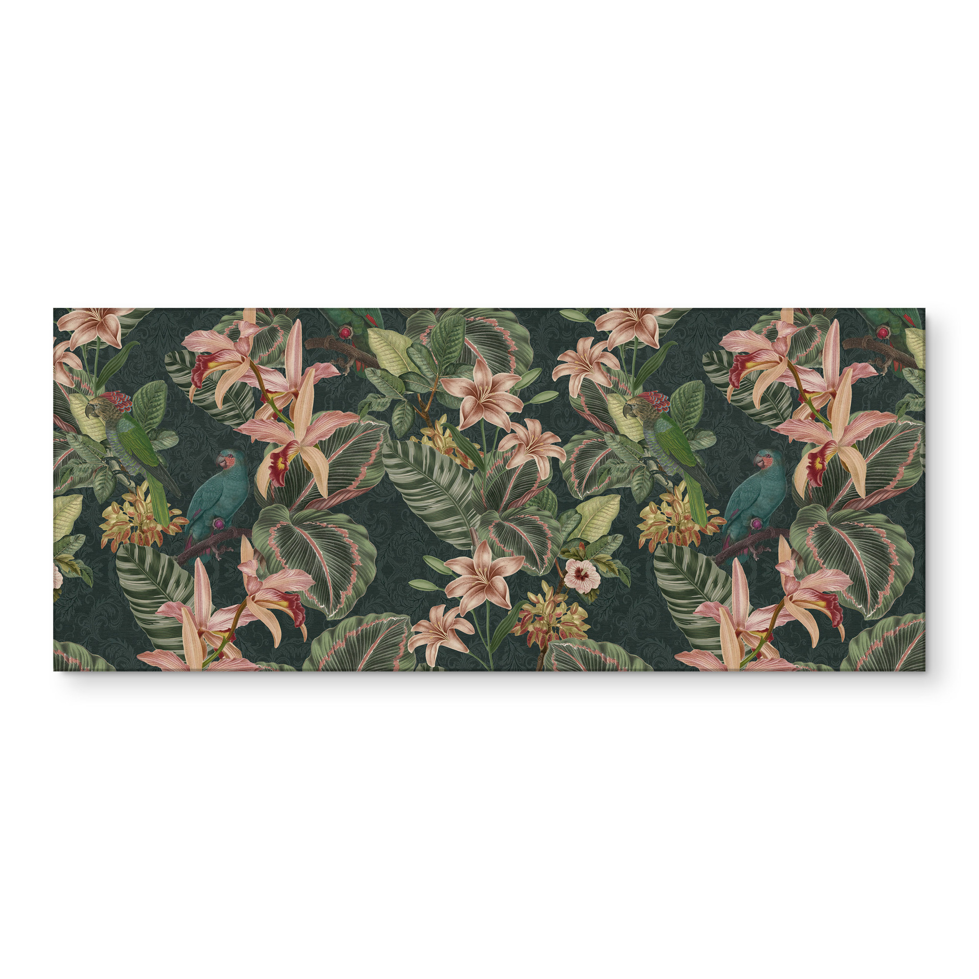 Revêtement pour cuisine jungle avec perroquets vert nuit - Bloomery Decor