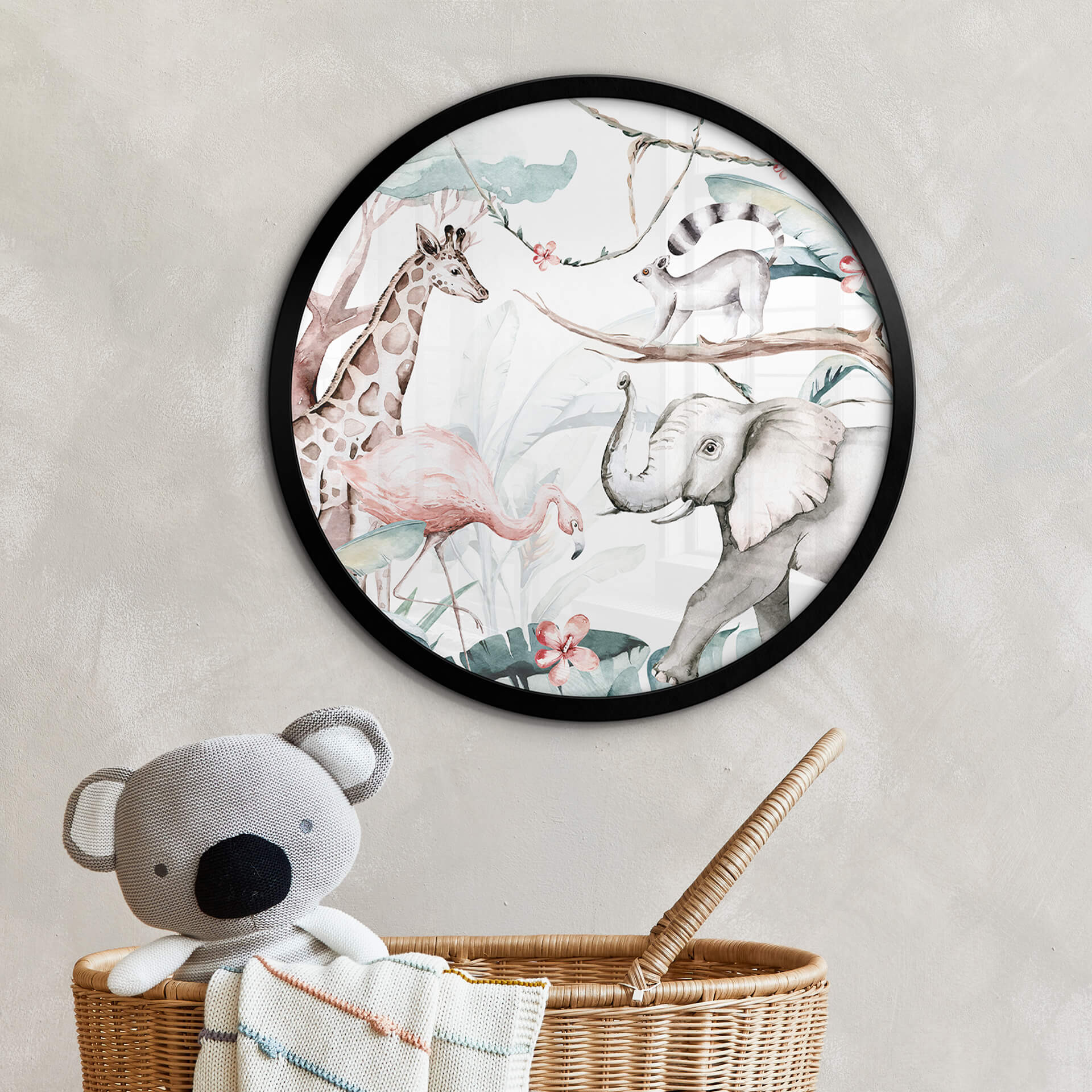 Poster Kvilis - Amis des animaux dans la jungle - Rond