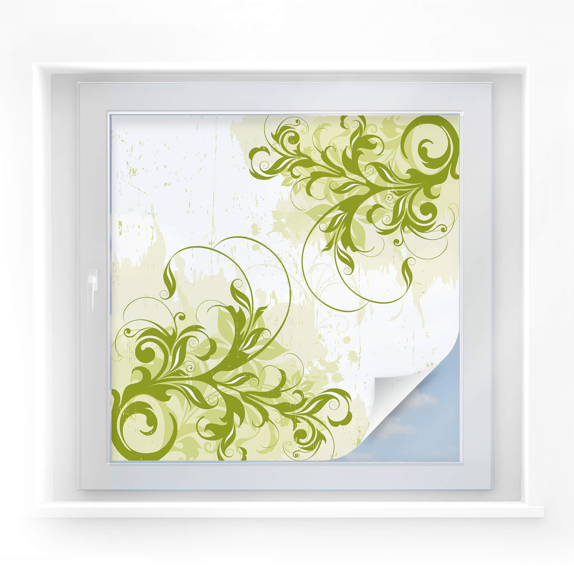Raamfolie Groene ornamenten