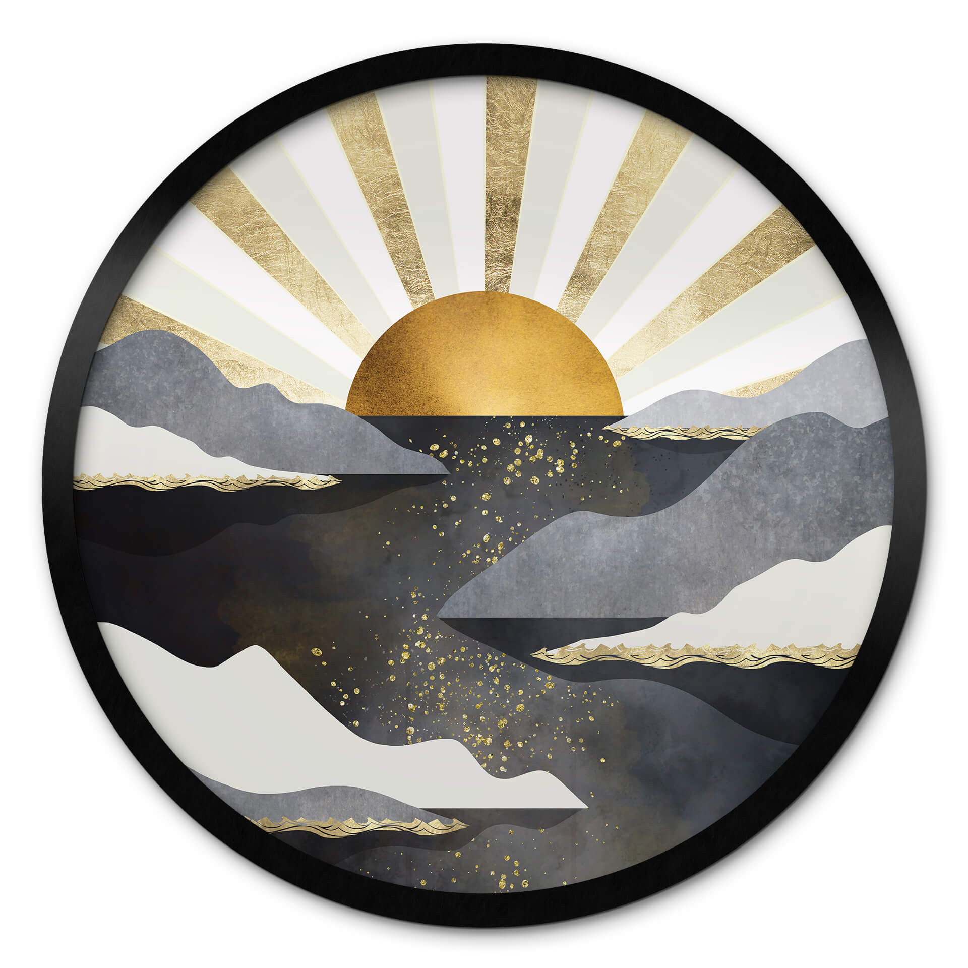 Poster rond SpaceFrog Designs - crépuscule doré