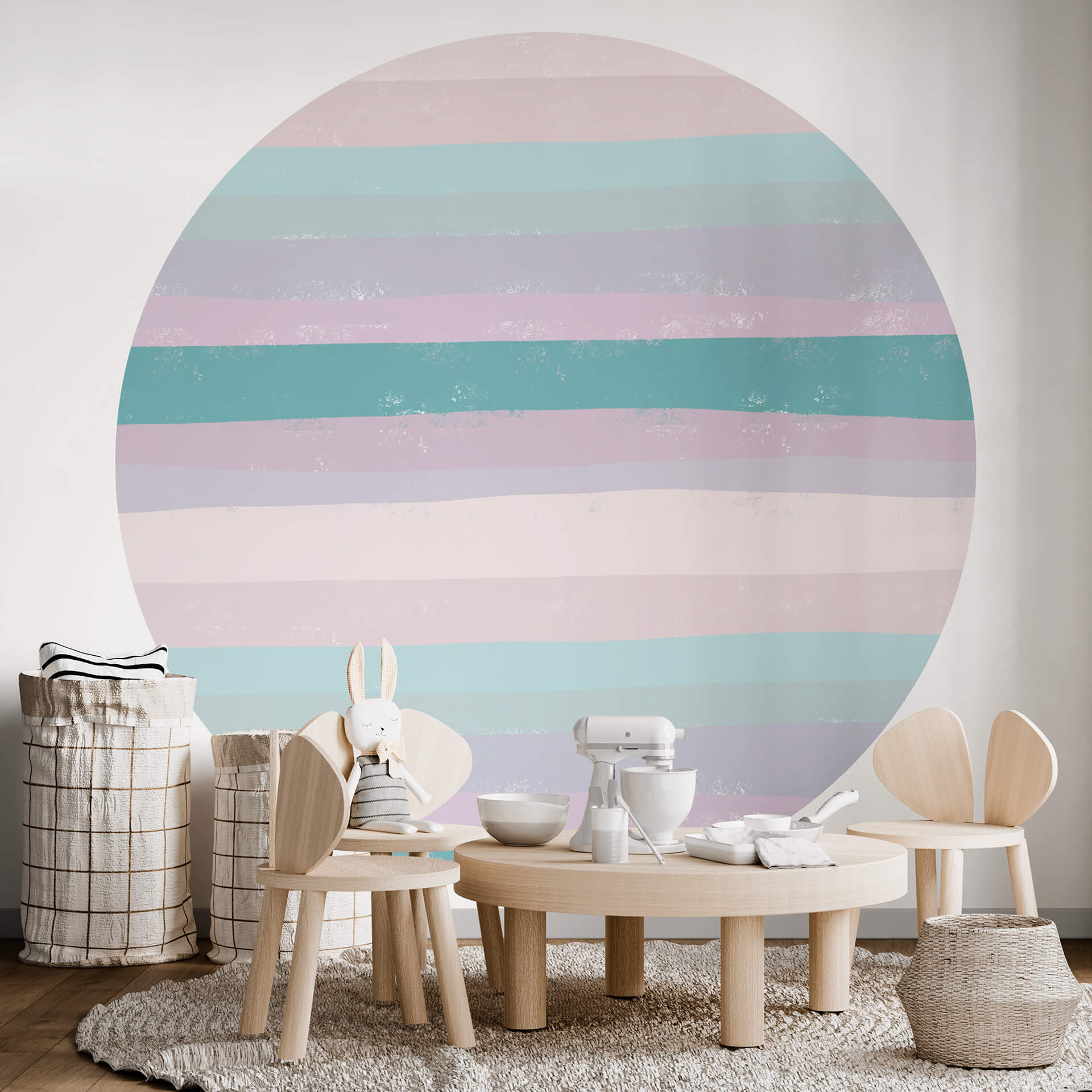 Behangcirkel Uplusmestudio - Coloured Stripes - vliesbehang/zelfklevend vliesbehang